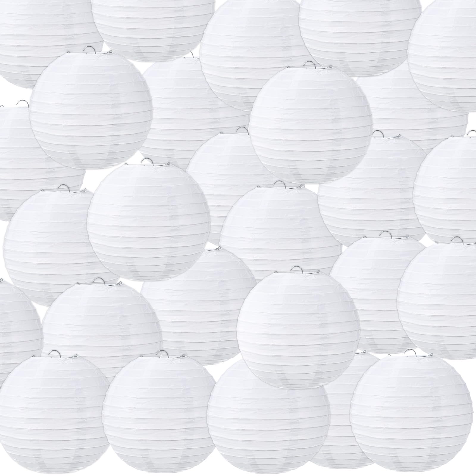 Treela 48 Pack White Chinese Japanese Paper Lanterns Decorative Hanging Ball Round Paper Lantern Lamps for Wedding Birthday Part