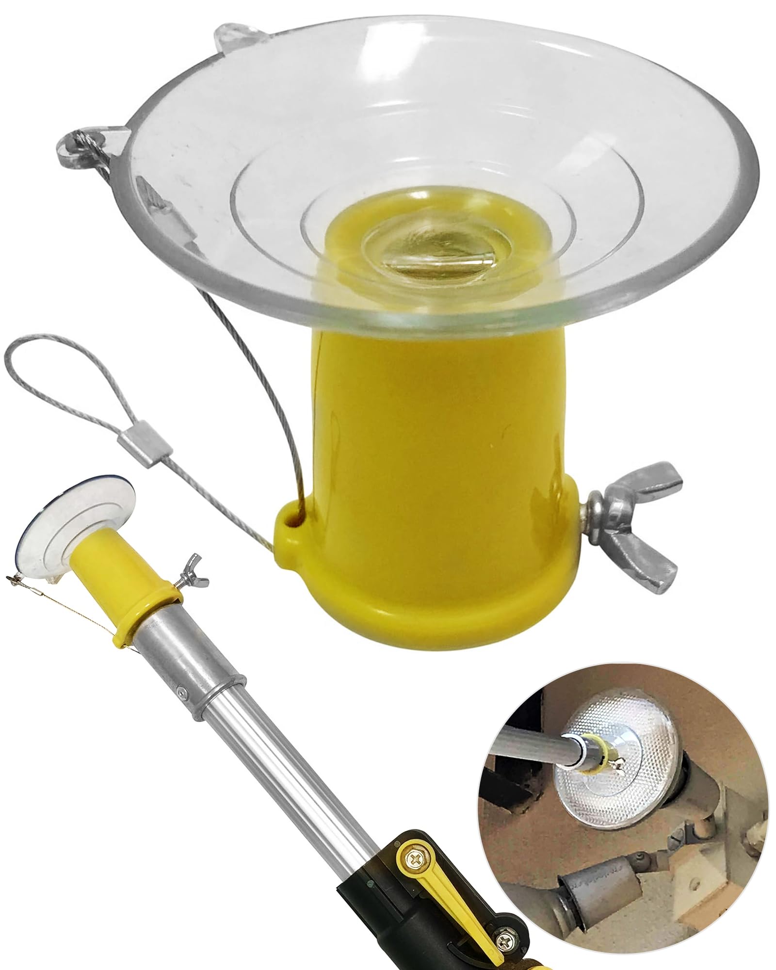 DOCA Light Bulb Changer for High Ceilings Attachment for Extension Pole, Heavy Duty Telescoping Pole for Changing Recessed Light
