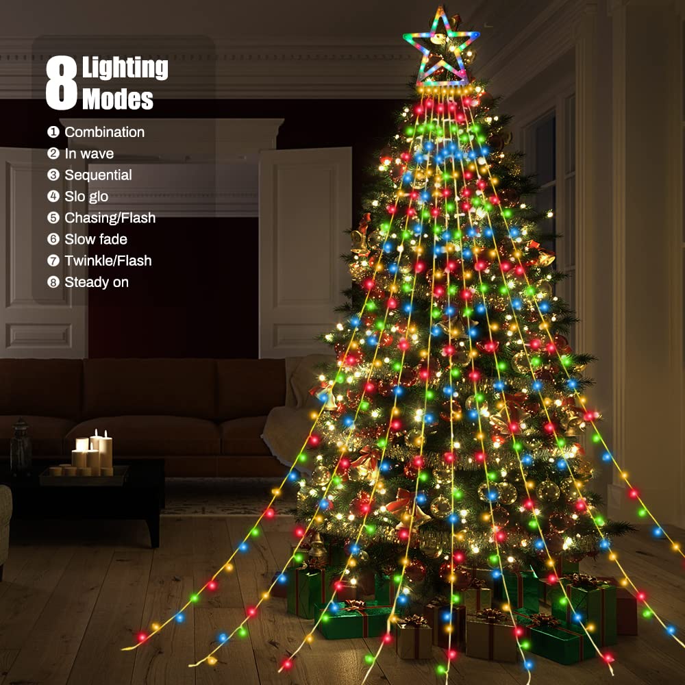 Ztx Christmas Outdoor Tree Light - 8 Lighting Modes, Multicolor Decorations For Parties & Weddings