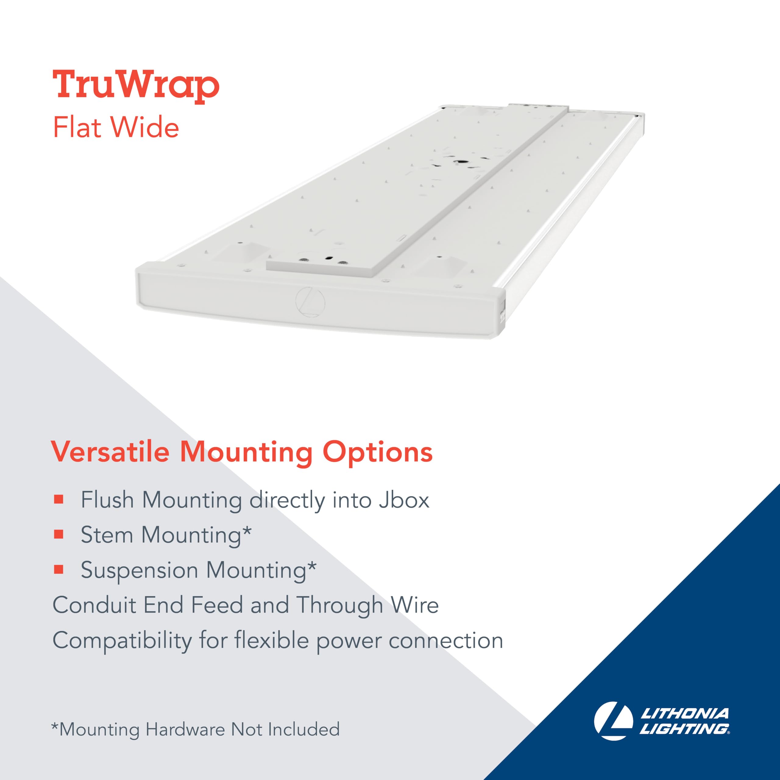 Lithonia Lighting Truwrap 4 Foot Led Ceiling Light Fixture  Low-Profile Wraparound Led Shop Light  Adjustable Lumens  Selectable Warm White/Cool White/Daylight Color  Flat Diffuser  Wide Width