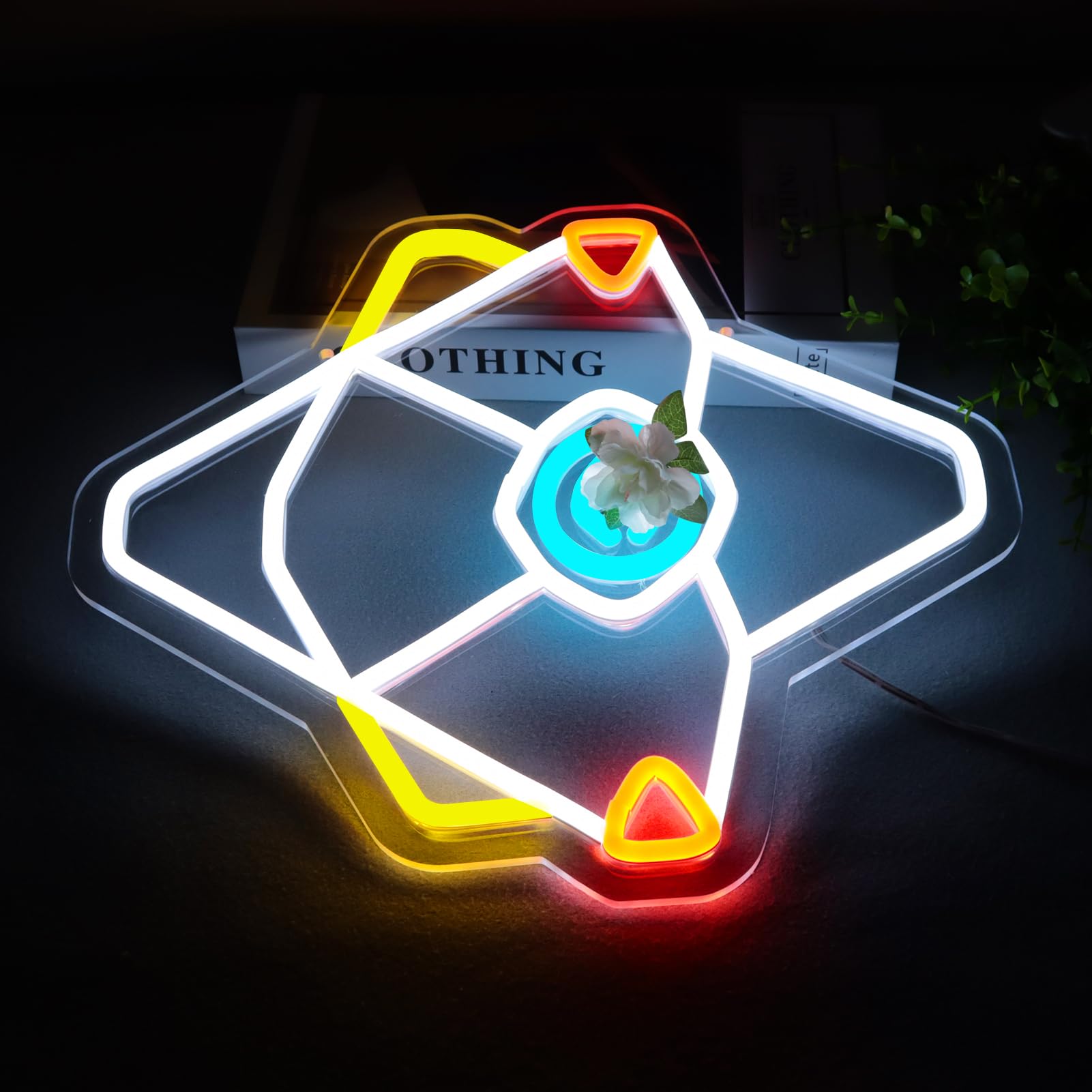 Pugna Neon Sign - Ghost Eyes Wall Decor, 8x8 inches, Plastic, Suitable for Bedroom, Bar, Pub, Restaurant, Christmas Gift