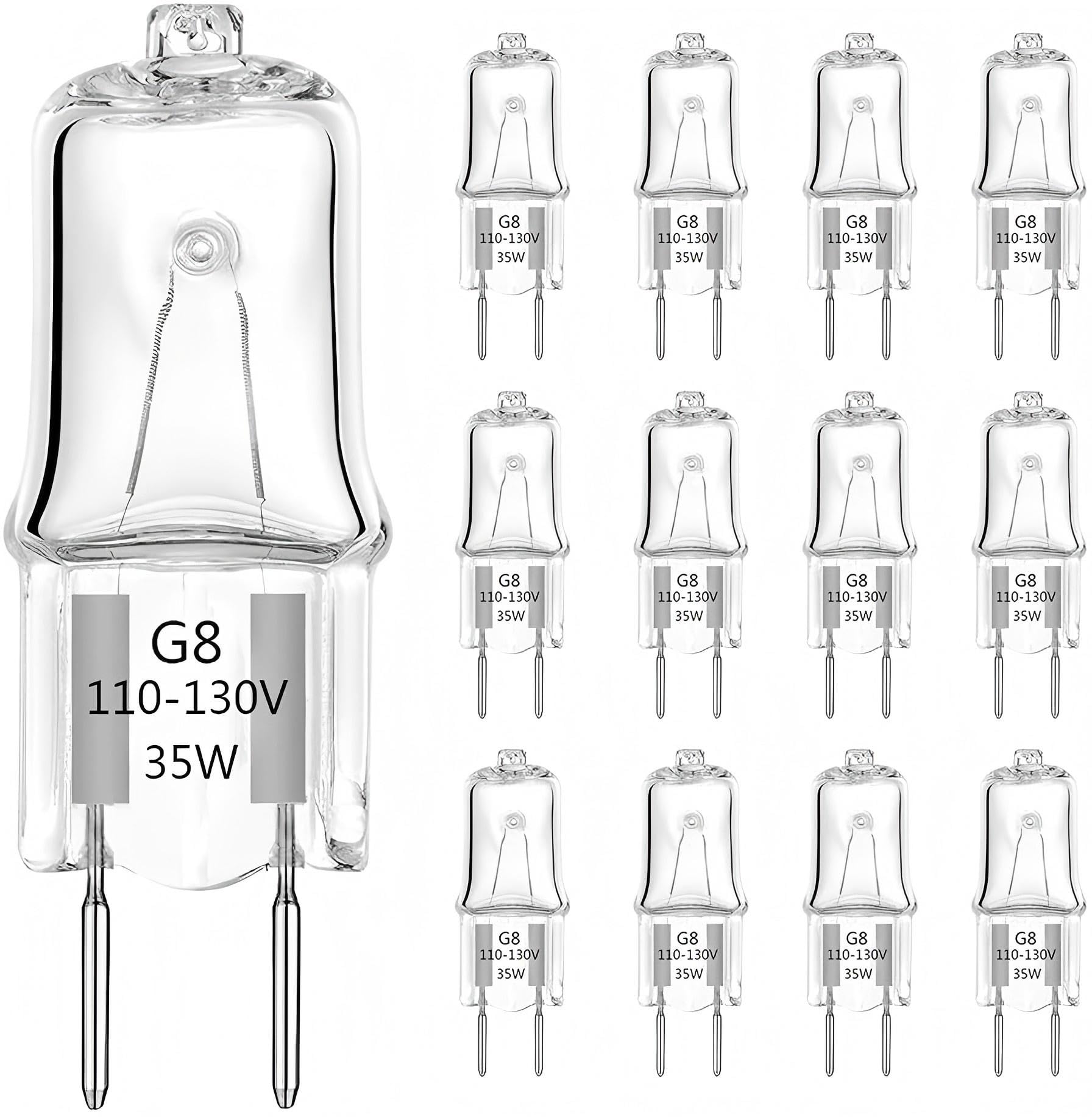 Ragfoz G8 Light Bulbs 120V 35W Halogen Light Bulb, 1-6/8'' (1.72'') G8 Base Bi-Pin, T4 Jcd Warm White Under Cabinet Puck Lightin