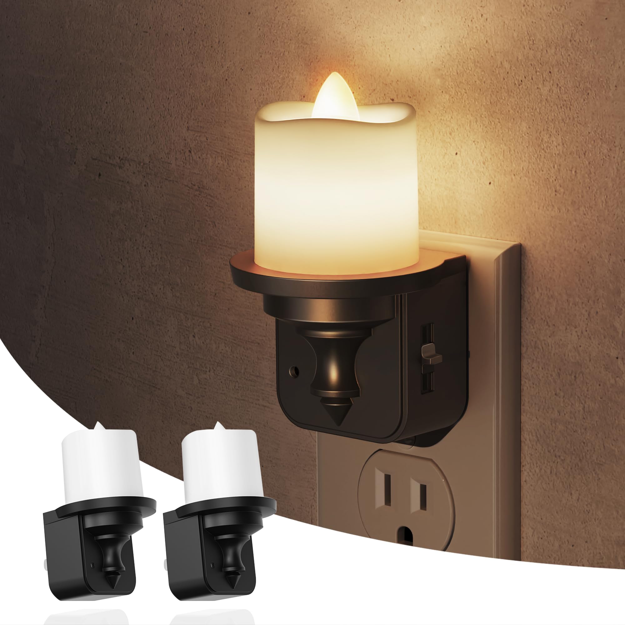 L LOHAS LED Candle Night Light, Flameless Candle Nightlight Plug in, Dusk to Dawn Sensor, 0-100LM Dimmable Night Light, 3000K So