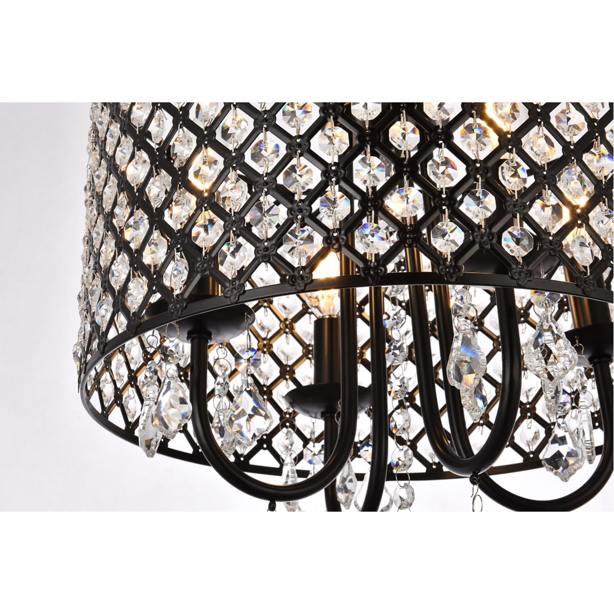 Living District Elise 4-Light Transitional Metal Flush Mount in Black Finish