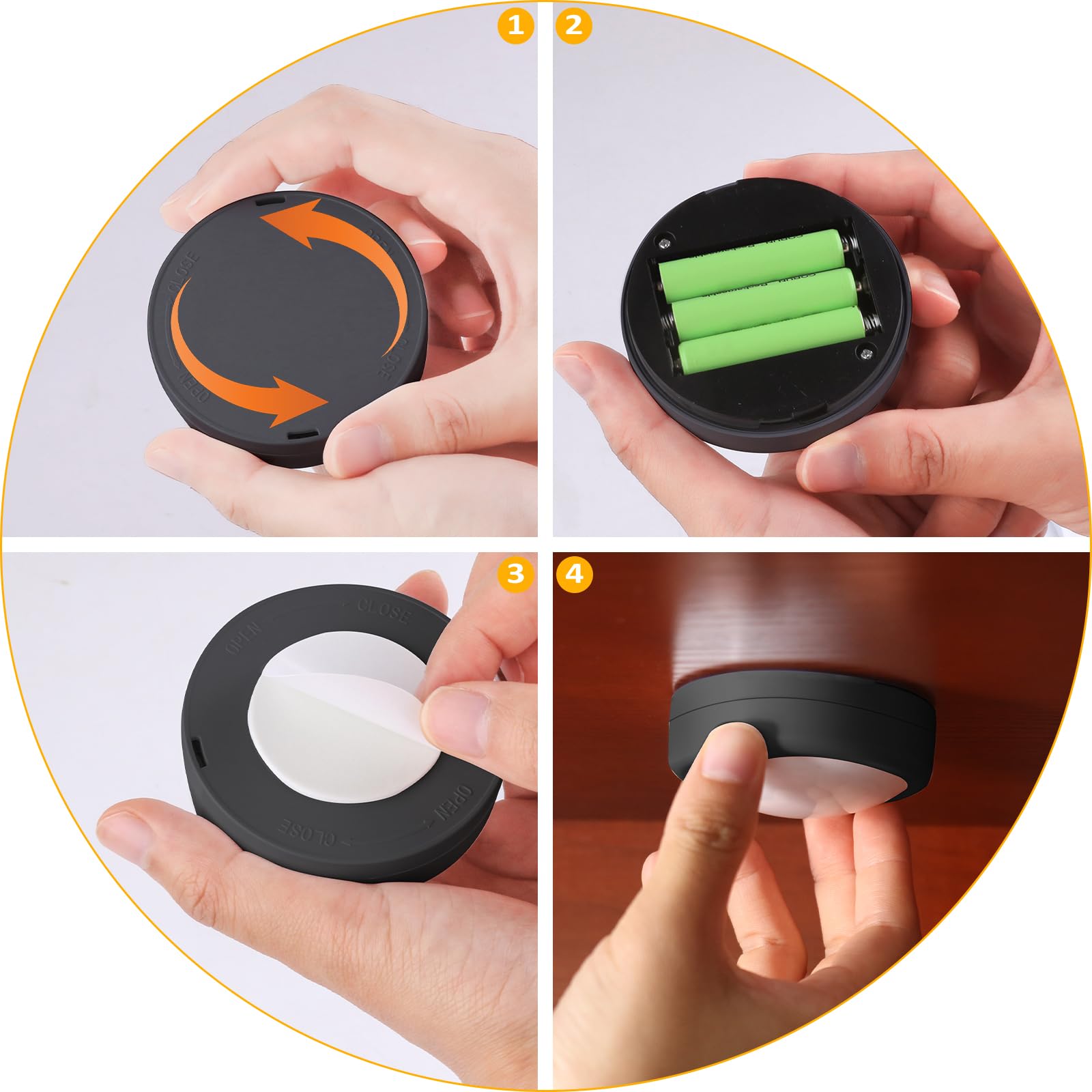 Aokpsrt Puck Lights With Remote Control, 16 Color Changeable Under Cabinet Lights, Battery Operated Wireless Led Lights With Dim