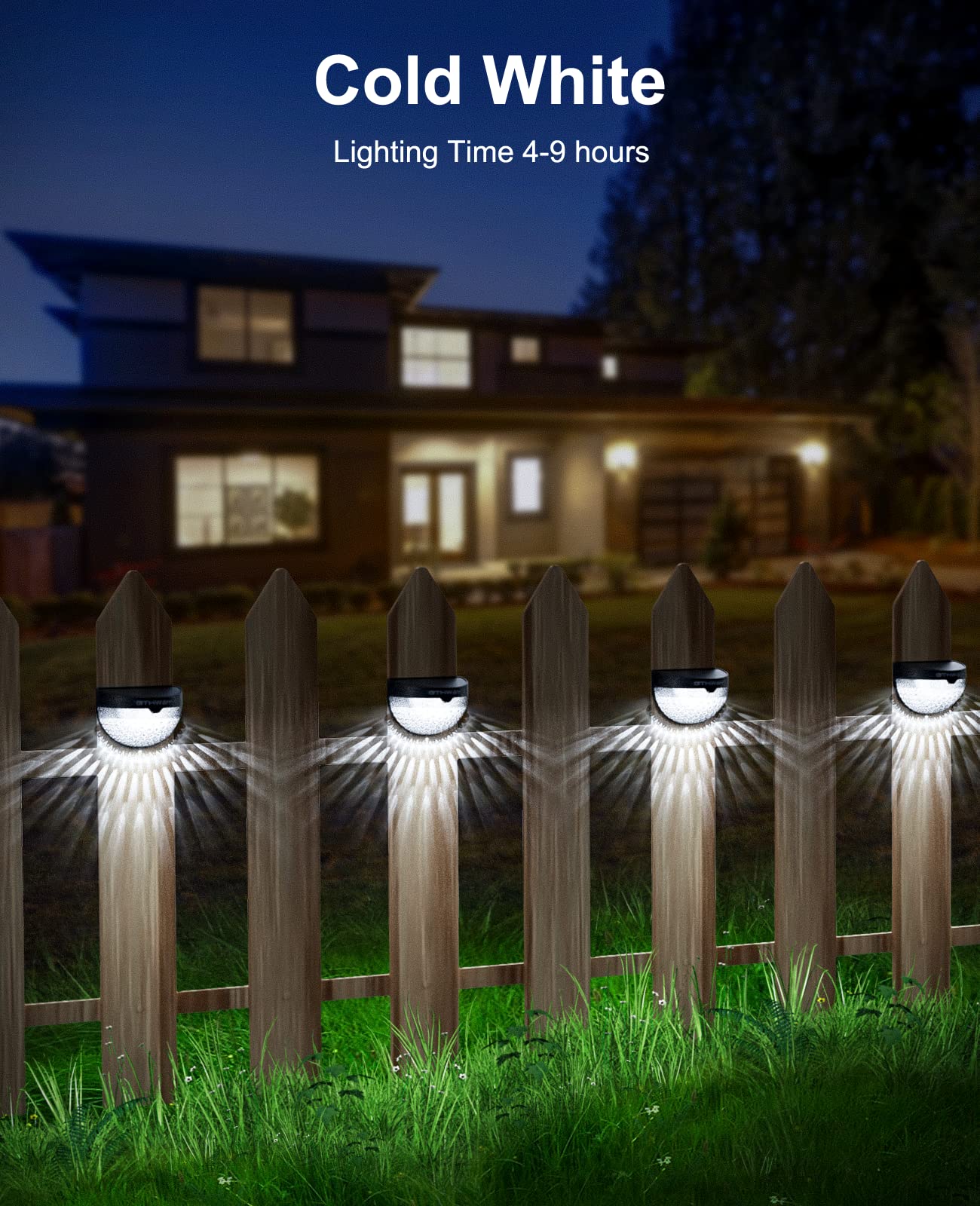 OTHWAY Solar Fence Post Lights - Decorative Wall Mount Deck Lighting, Black, 6 Packs, Plastic, Model GY-L6-Black