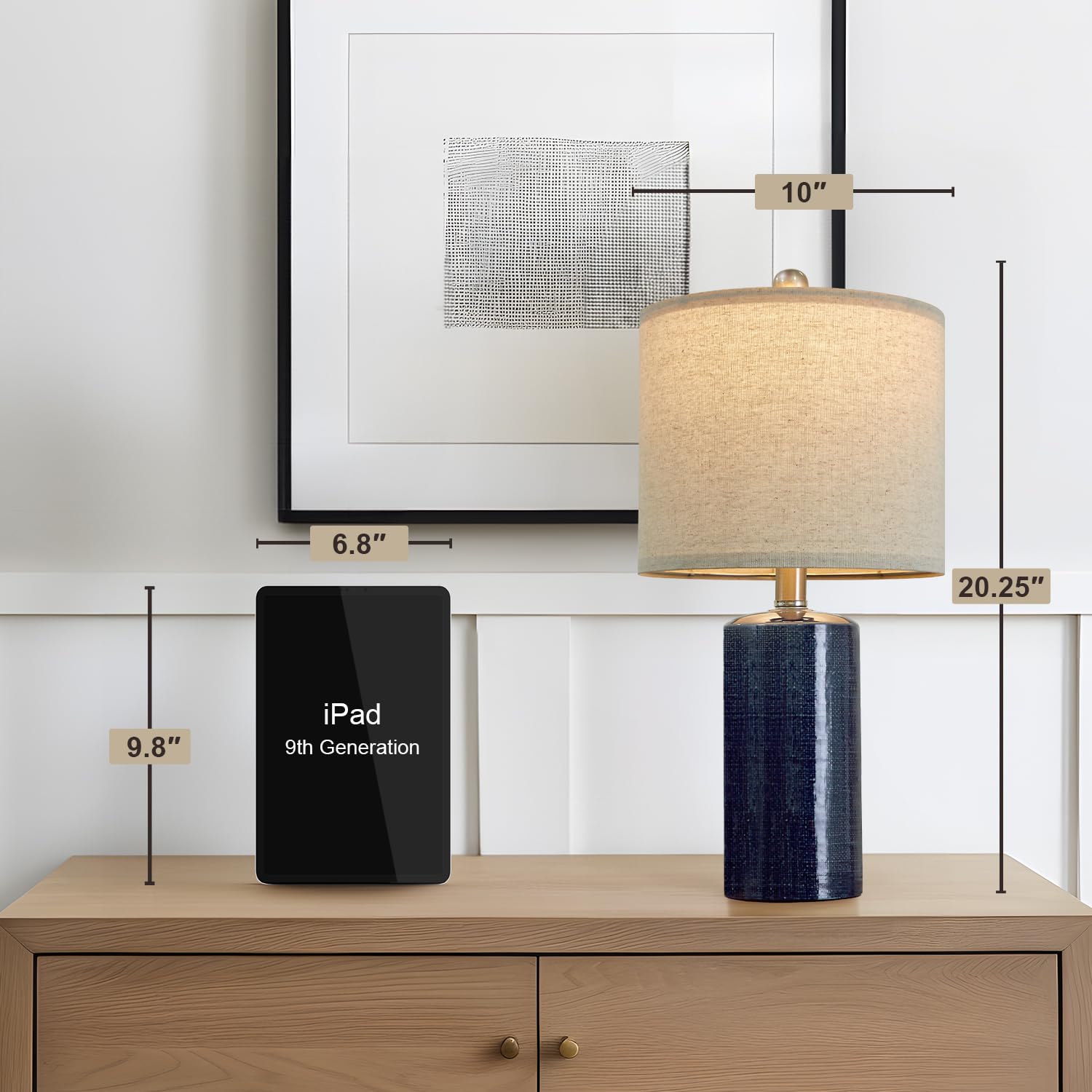 G-SAFAVA 20.25 Small Table Lamps Set of 2 Modern Ceramic Lamps for Living Room Farmhouse Bedside Lamps Boho Lamps for Night Stan