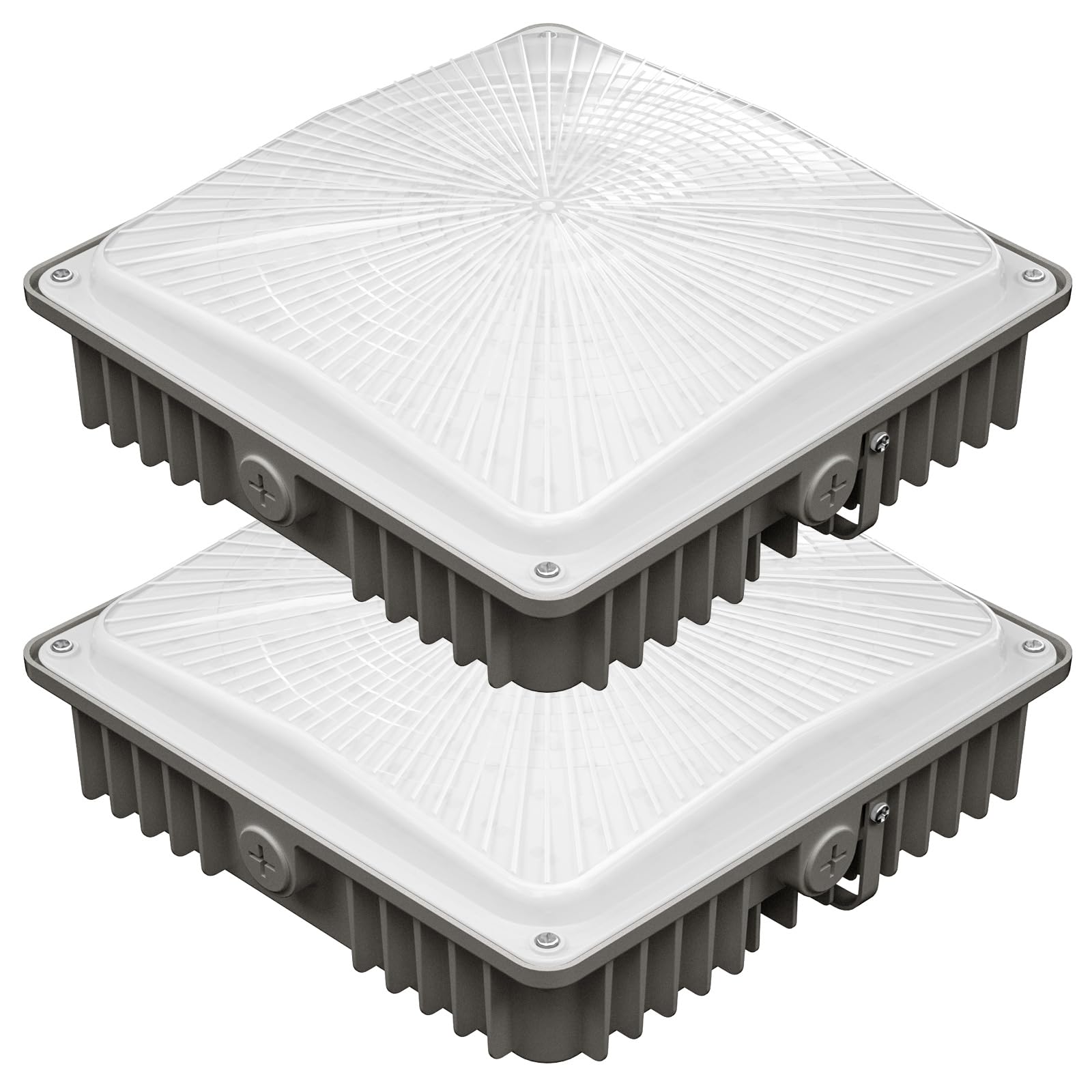 LED Canopy Lights Outdoor  5Power 32/40/50/65/80W & 6CCT 3000/3500/4000/5000/5700/6500K Adjustable all in 1  Easy to Install  IP65 Waterproof  Super Bright Commercial Lights for Gas Stations (2Pack)