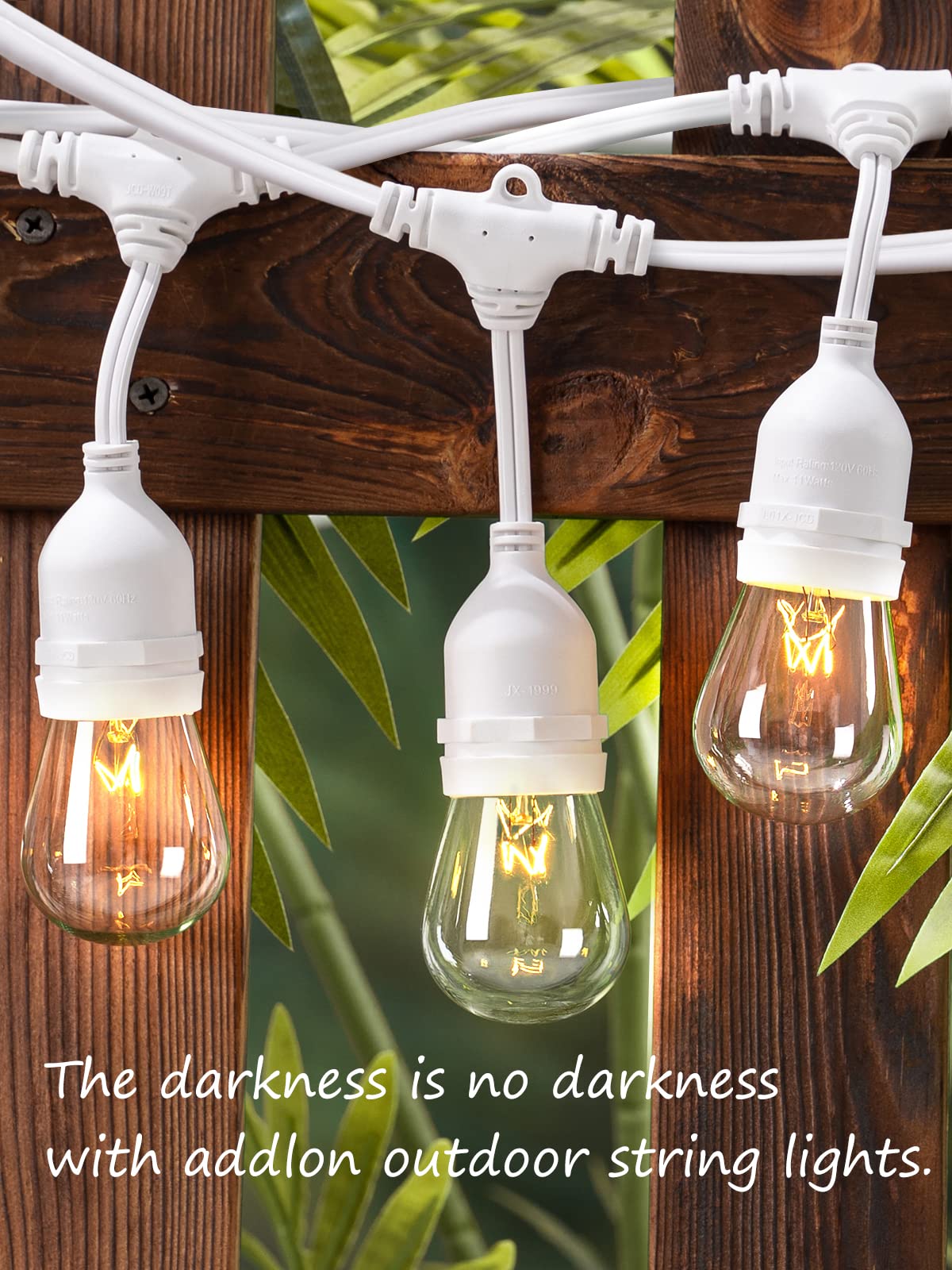 Addlon 48 Ft Outdoor String Lights Commercial Grade Weatherproof, 18 Edison Vintage Bulbs, 15 Hanging Socketsand 3 Spare Bulbs,