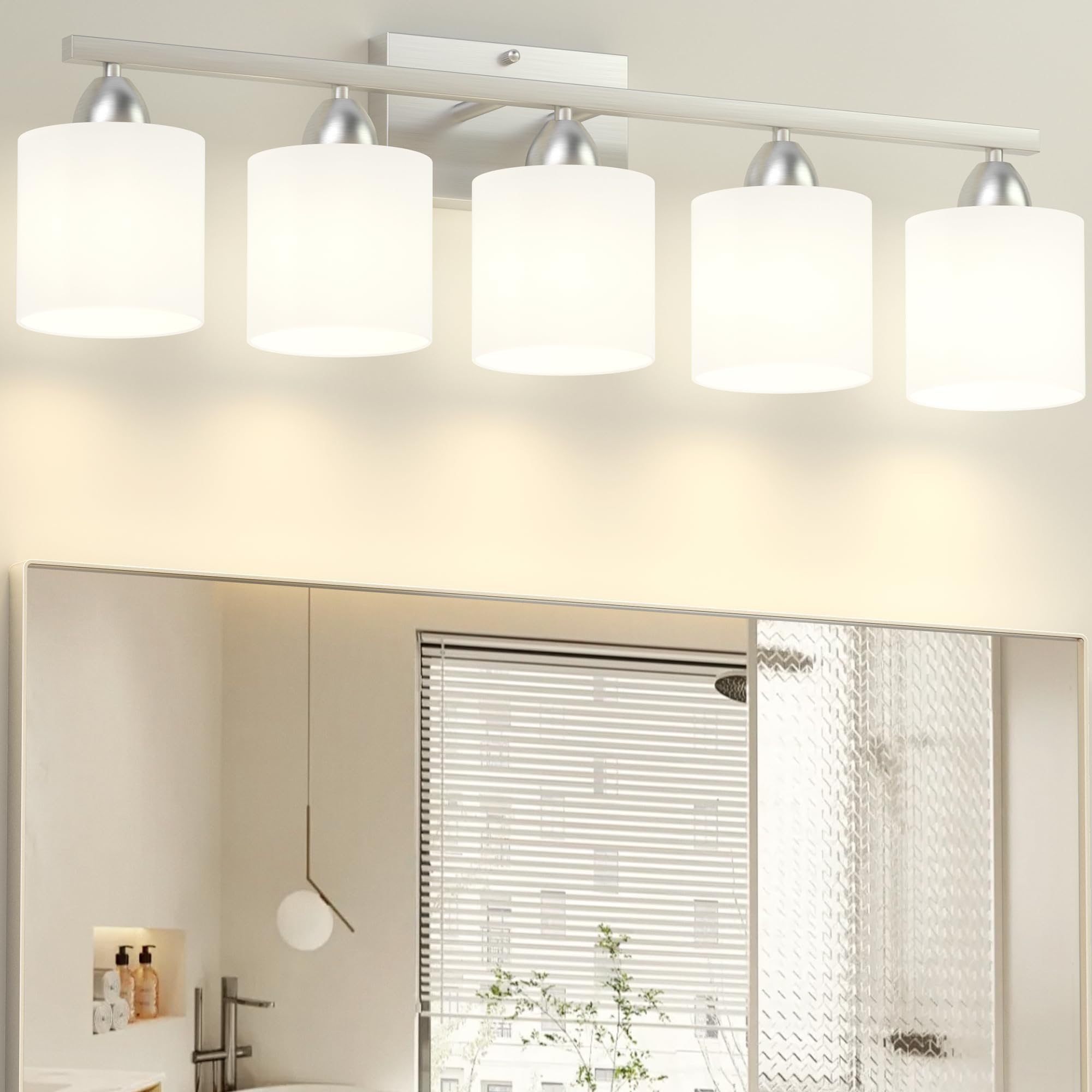 Dekang Bathroom Lighting Fixtures Over Mirror, Anti-Rust Vanity Light Fixture For Bathroom, Modern 5-Light Wall Sconce Light For