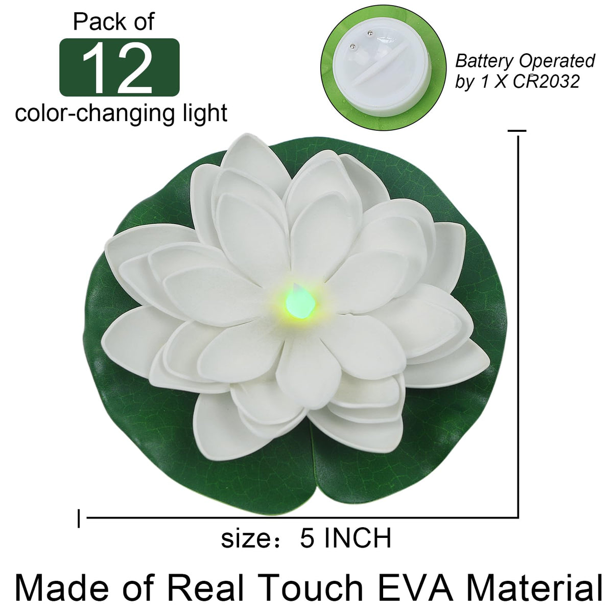Lacgo 12 Pcs Floating Lotus Lights - Artificial Led Lotus Waterproof B ...