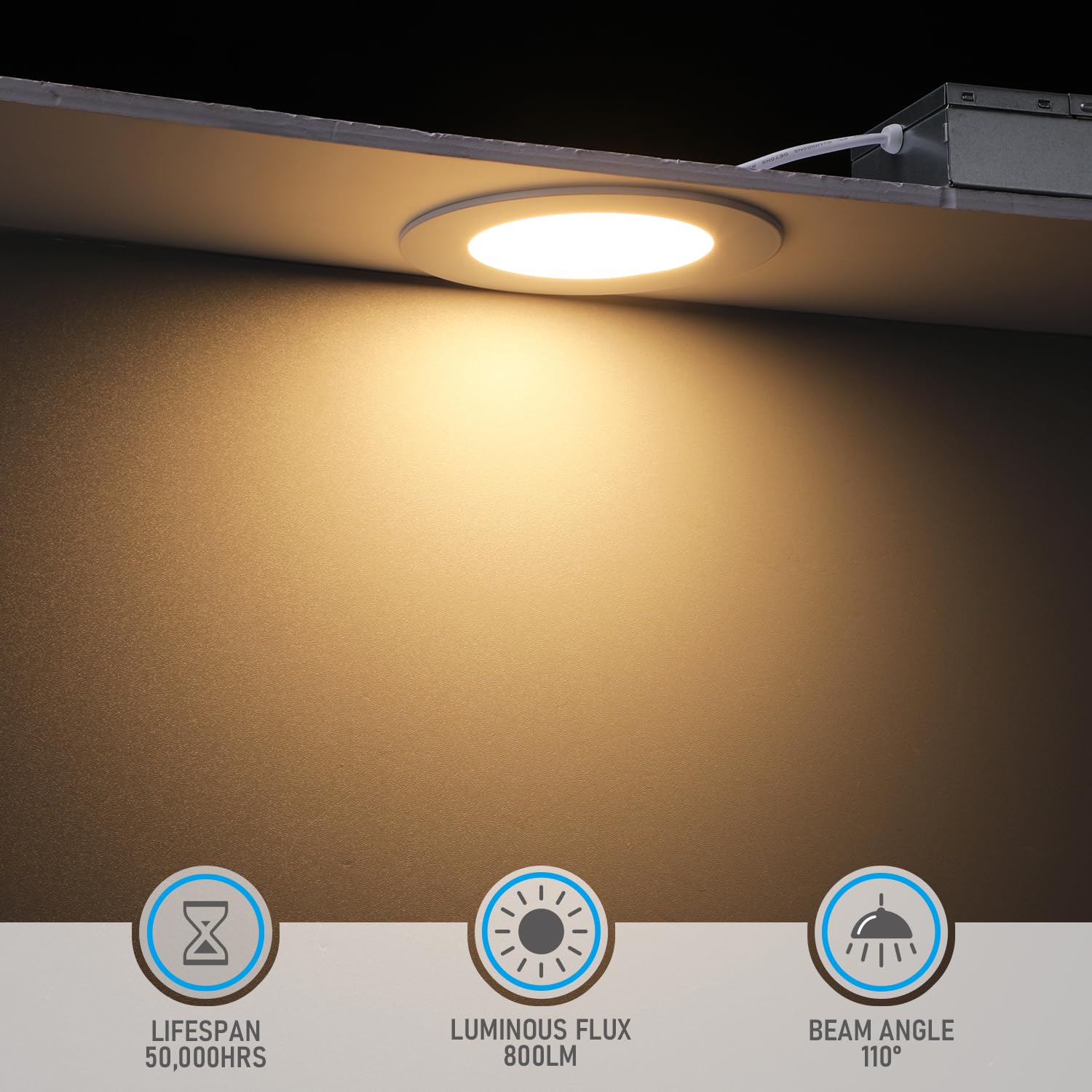 Torchstar Basic Series 12-Pack 4 Inch Ultra-Thin Led Recessed Lighting With Junction Box, Cri90, Aluminum, 3000K Warm White, 5%-