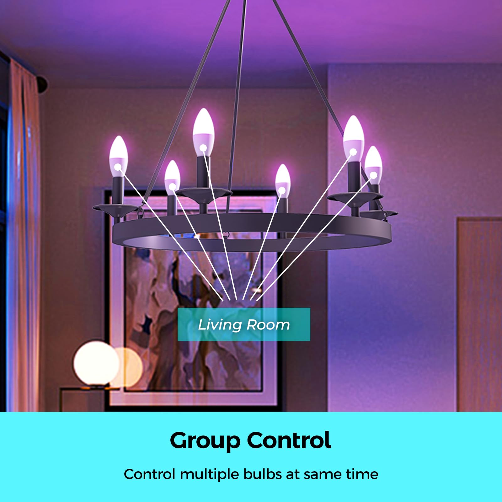 E12 Smart Light Bulbs Compatible With Alexa/Google Assistant/Smart Life, Wifi Chandelier Candle Candelabra Rgbcw Color Changing