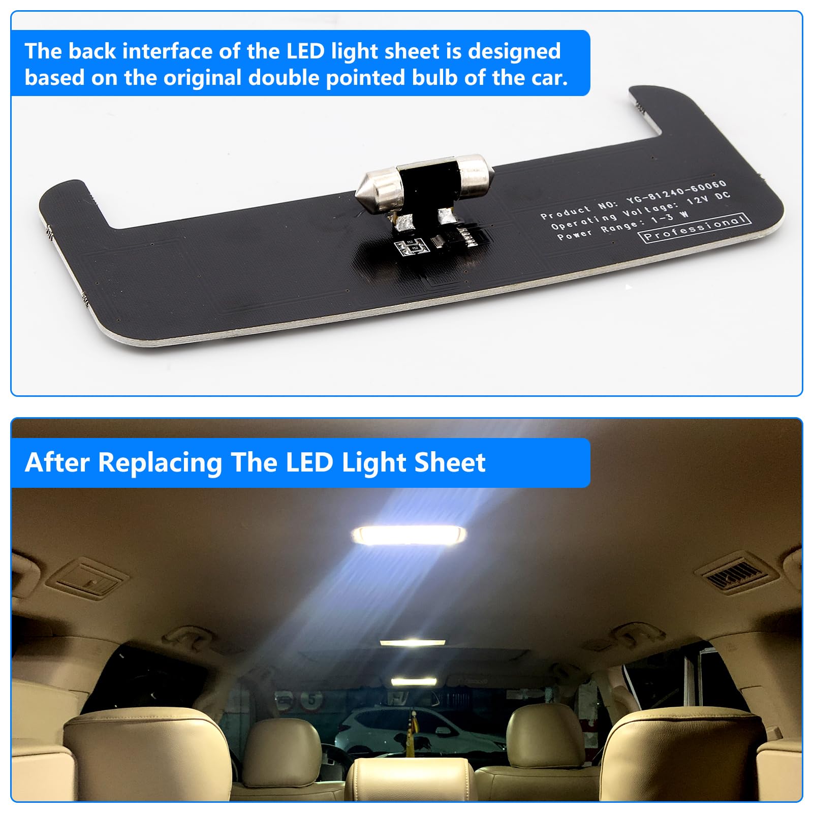 ZEN HON LED Light,Interior Dome Lighting Upgraded Accessory,6000K Pure White Light,Brightness Can Adjust,For Toyota Tacoma(3rd G