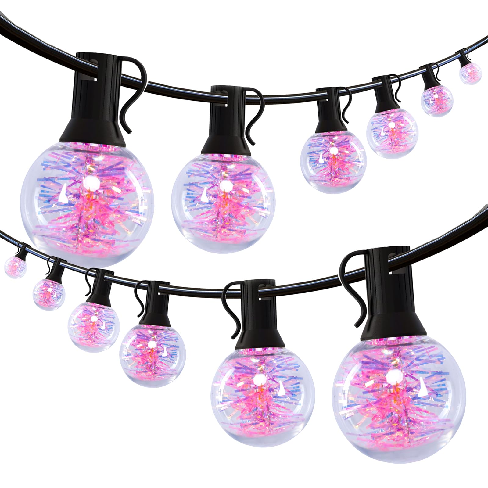 Afirst Christmas Outdoor String Lights 25FT 25pcs Iridescent Filament Bulbs, Waterproof & Shatterproof Patio Lights for Wedding,