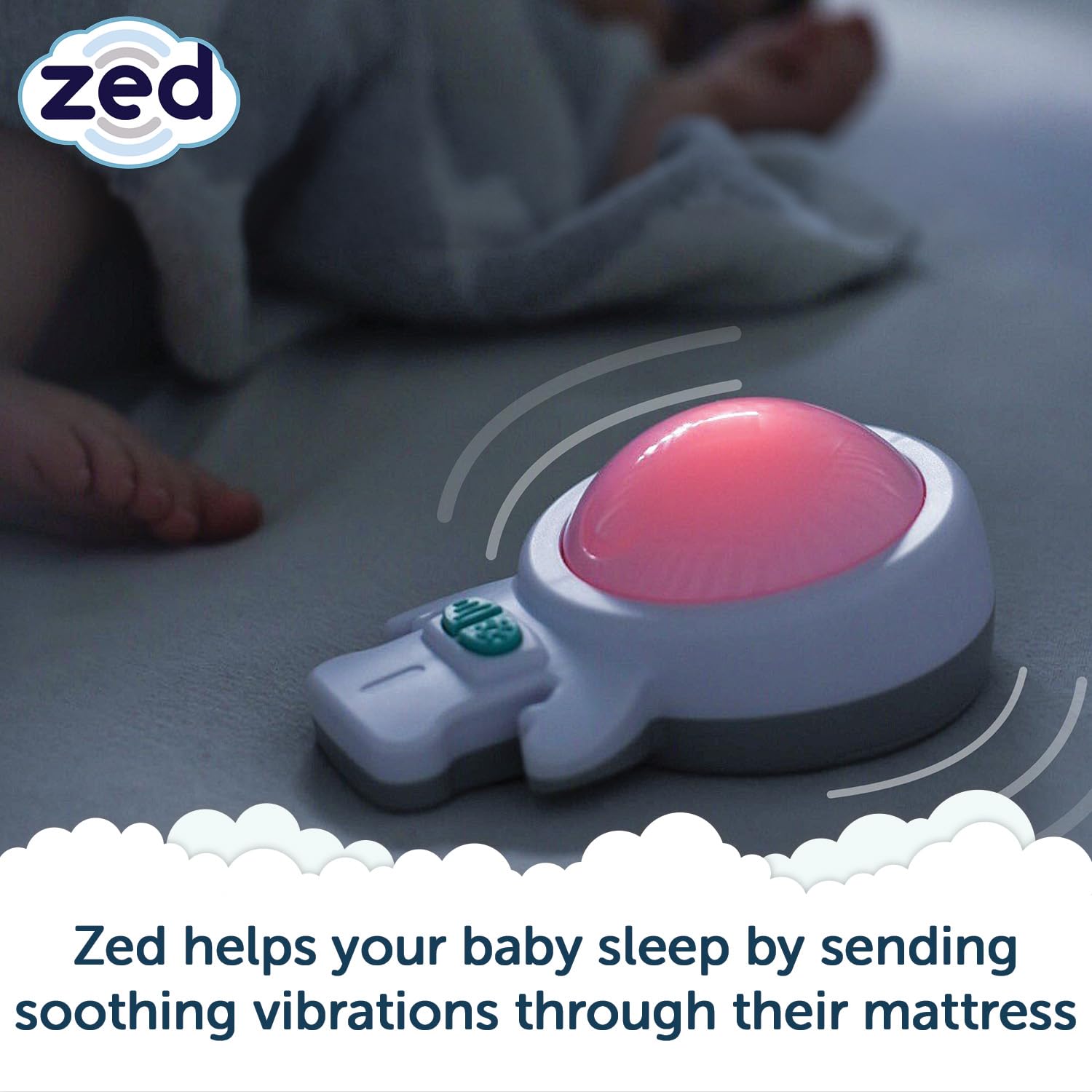 Zed By Rockit. Baby Sleep Aid With Calming Vibrations And Night Light For Cots, Cribs And Beds. Vibrates Through Any Mattress To Get Babies To Sleep, Just Like The Car. Portable Night Light.