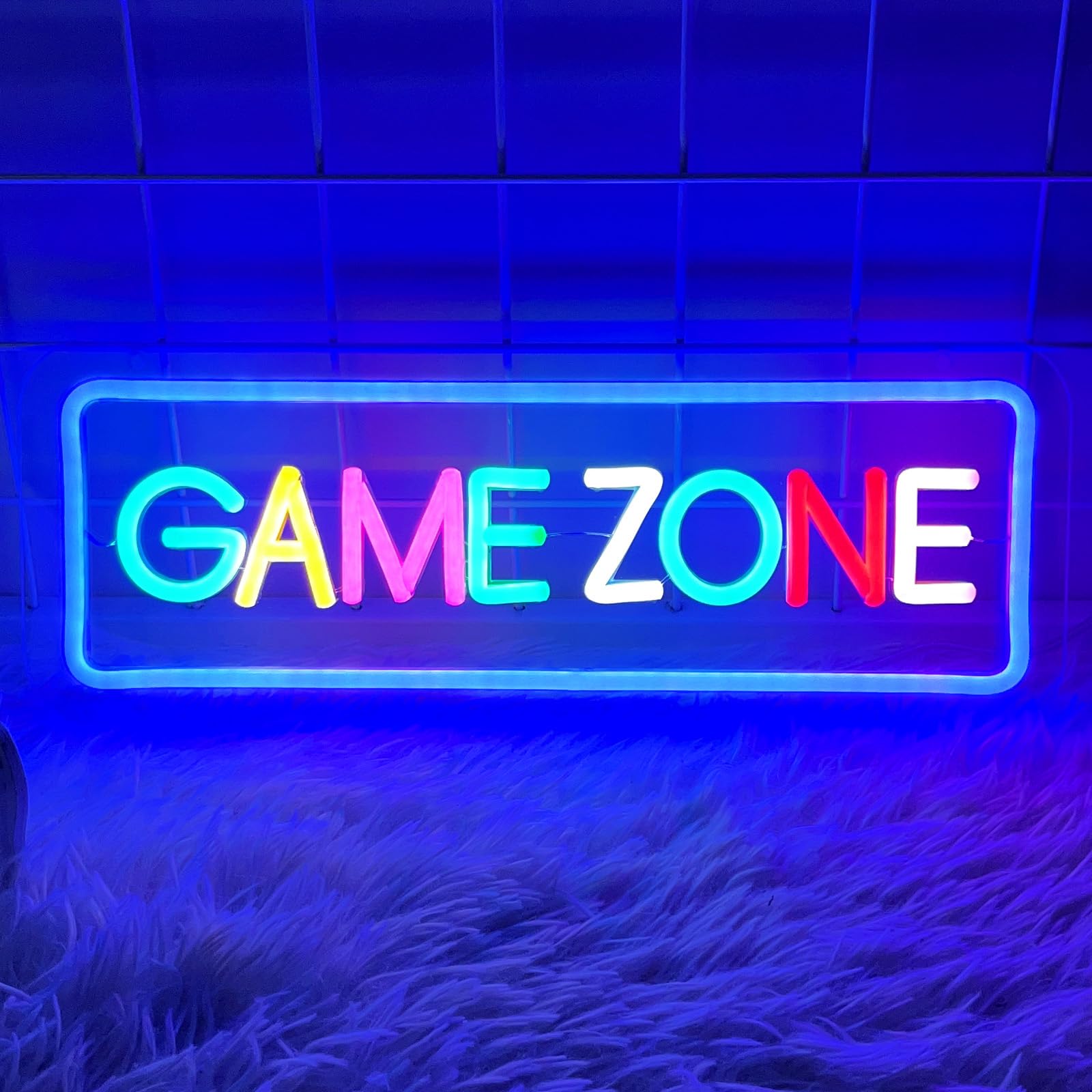Gaming Neon Sign, Game Zone Neon Sign for Game Room Decor - LED Neon for Teen Boy Room, Gamer Wall Decor - Best Gamer Gifts for 