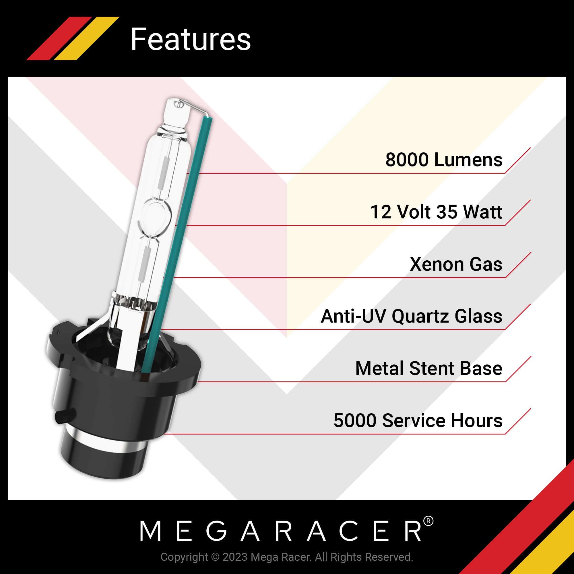 Mega Racer D4S/D4R Hid Headlight Bulb 6000K Diamond White 35W Xenon Oem Replacement For Lexus Toyota Subaru Scion Mazda Honda, P