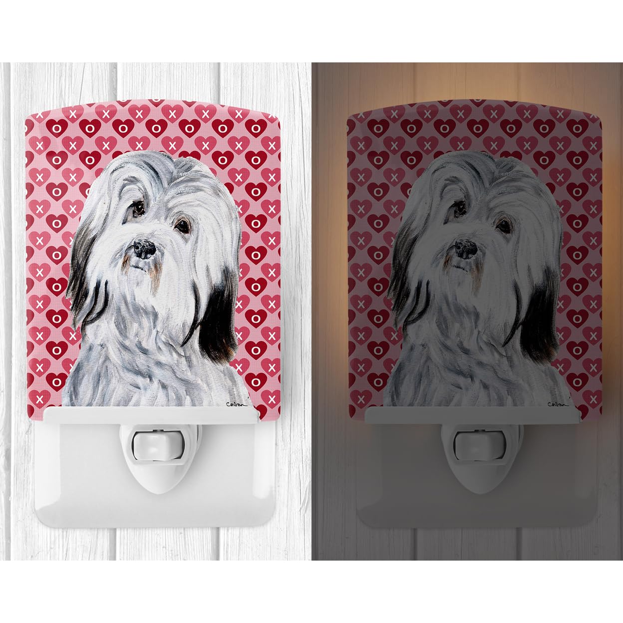 Carolines Treasures Night Light, Havanese Hearts, Ceramic, UL-Certified, 6x4x3, Multicolor, Model SC9713CNL