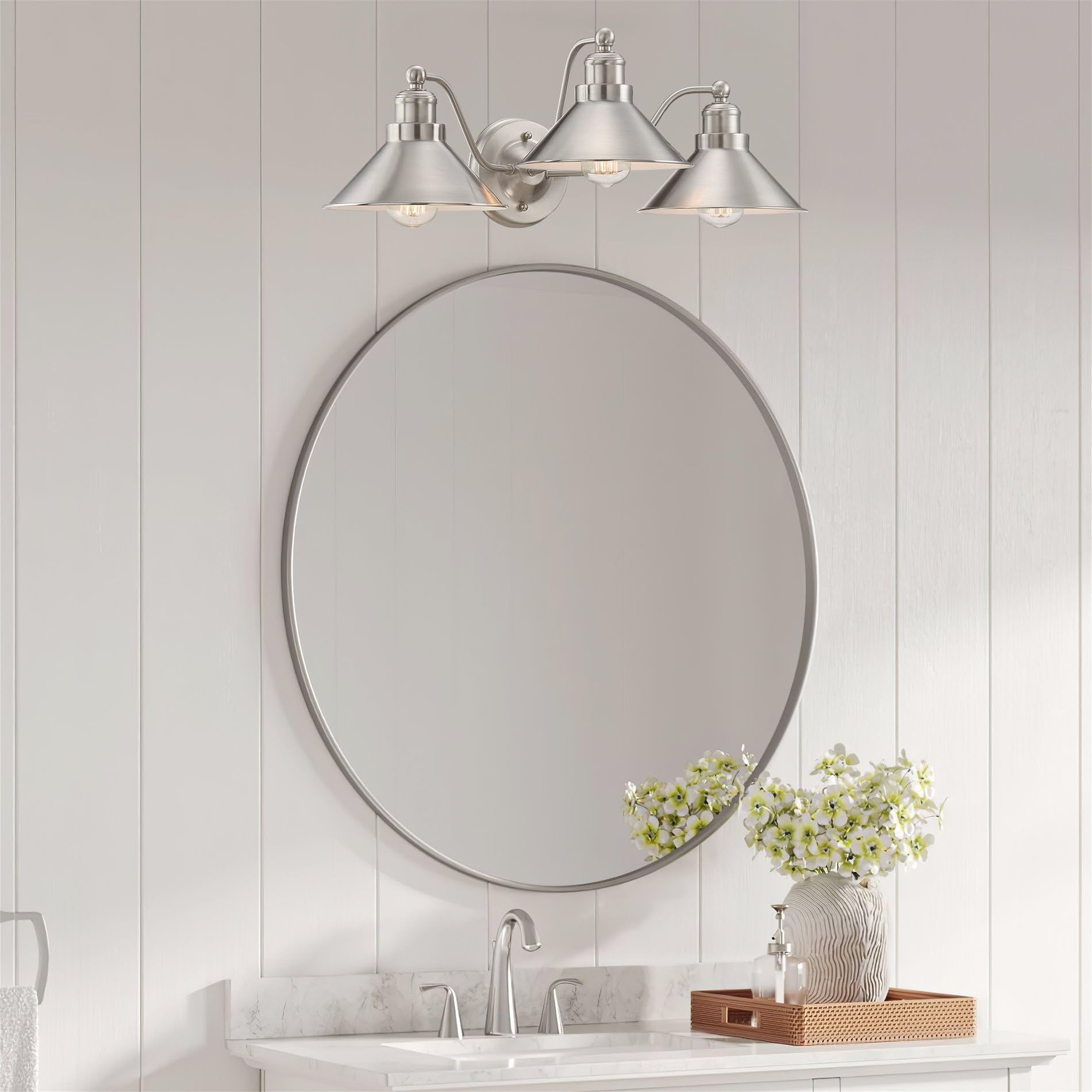 Kira Home 3-Light Vanity Light, Modern Industrial, Brushed Nickel, 25.5in, Metal, Model RV-WB4833-BN
