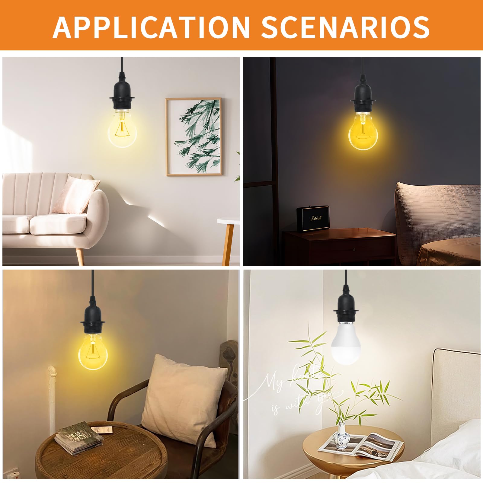 Lofob 14.8Ft Extension Hanging Lantern Cord Cable - White Pendant Lighting With Plug-In Cord And On/Off Switch,Diy With Lamp Sha