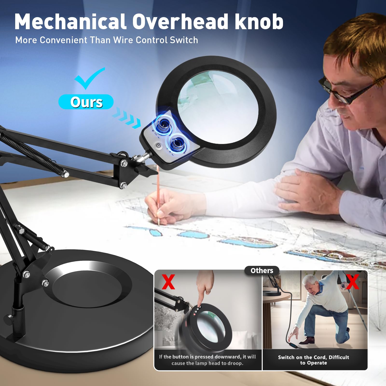 Kirkas 10X Magnifying Glass With Light And Stand, Any Color Modes & Stepless Brightness Led Magnifying Lamp With Clamp, 2-In-1 M