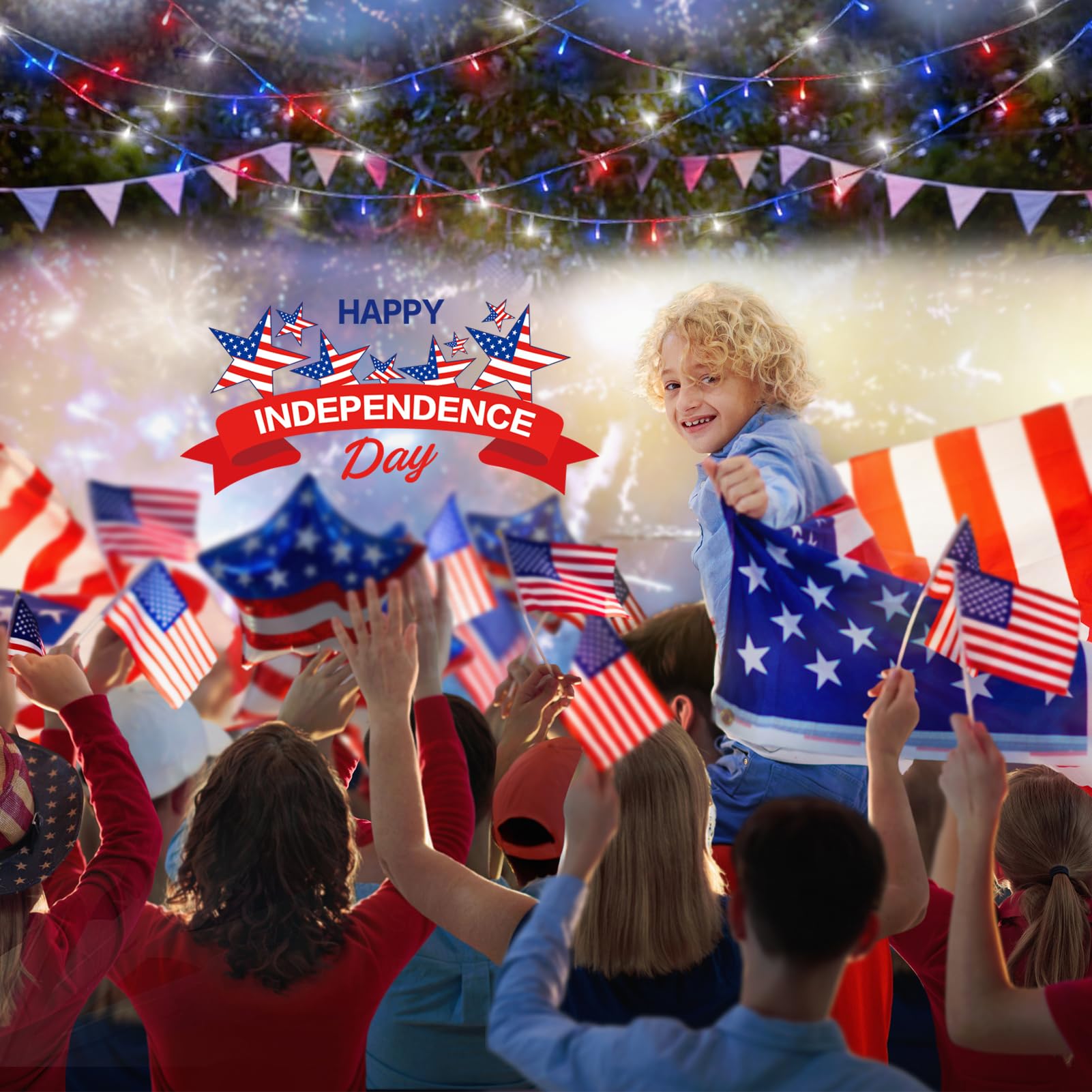 Illuminew 4Th Of July Decorations 300 Led Red White And Blue String Lights Plug-In, 8 Modes 108Ft Independence Day Fairy Lights
