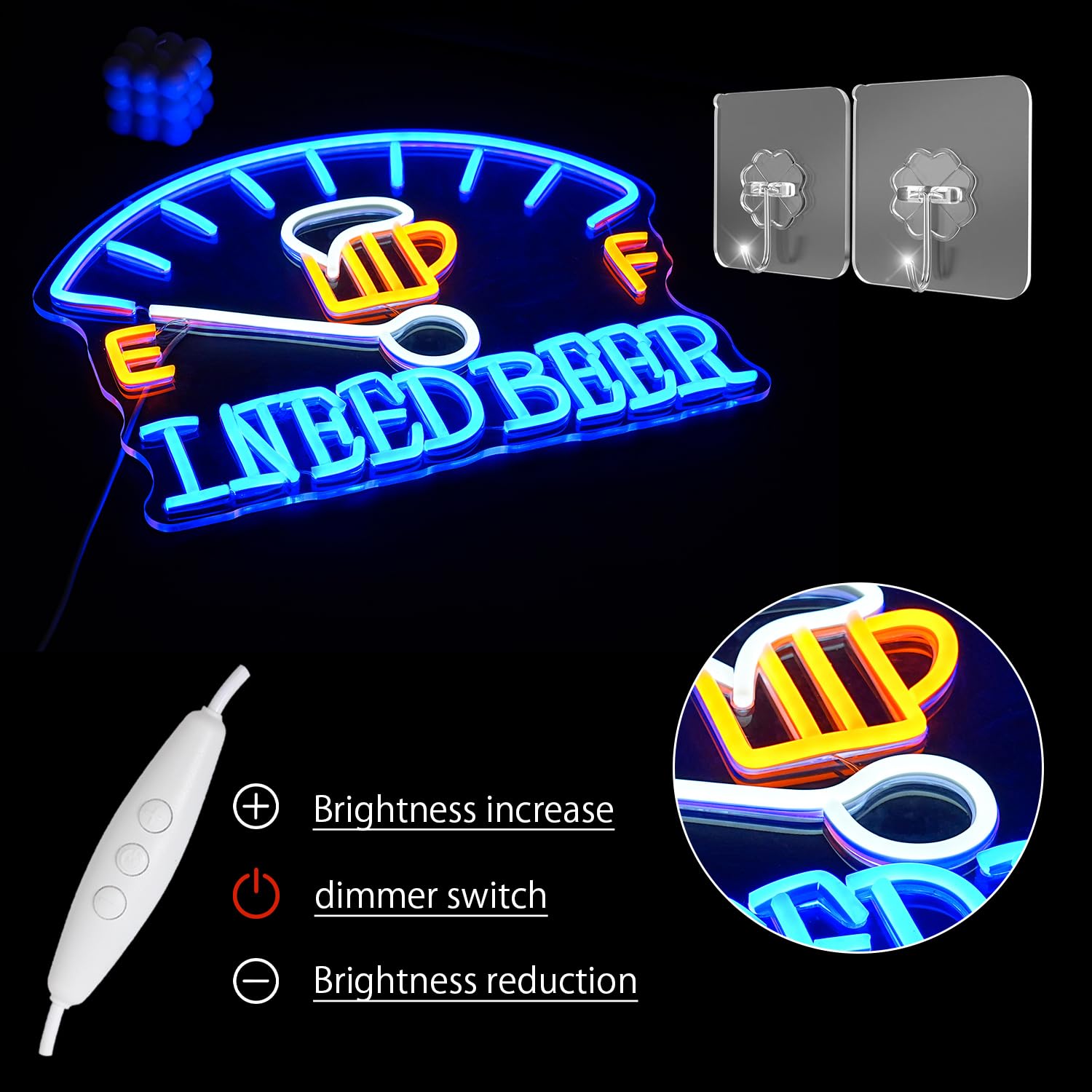 Lulanmp I Need Beer Neon Sign For Wall Decor Beer Neon Light Dashboard Led Neon Sign Beer Foam Led Neon Light For Bedroom Bar Wine Cellar Restaurant Hotel Decoration(16.1"*12.9")