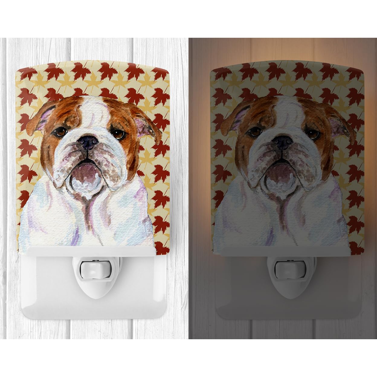 Carolines Treasures Ceramic Night Light Bulldog Portrait, UL-Certified, 6x4x3in, Multicolor, Model SS4372CNL
