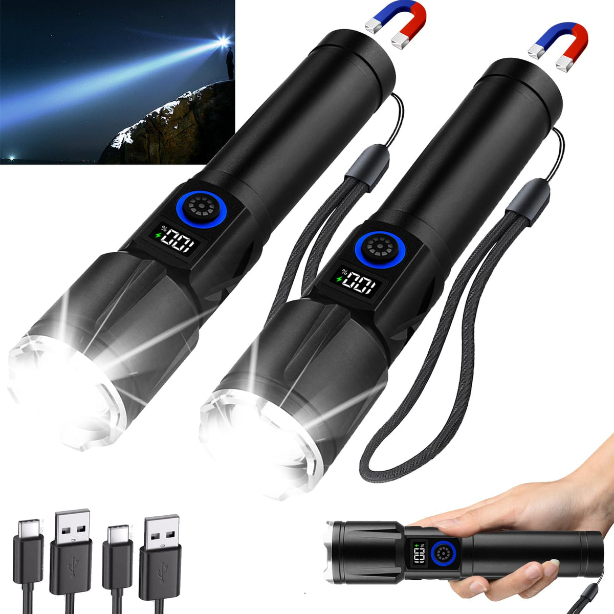 Ination Flashlight Sogidon Rechargeable Flashlights - 1000000 Lumens, 5 Modes, USB C, Zoo ...