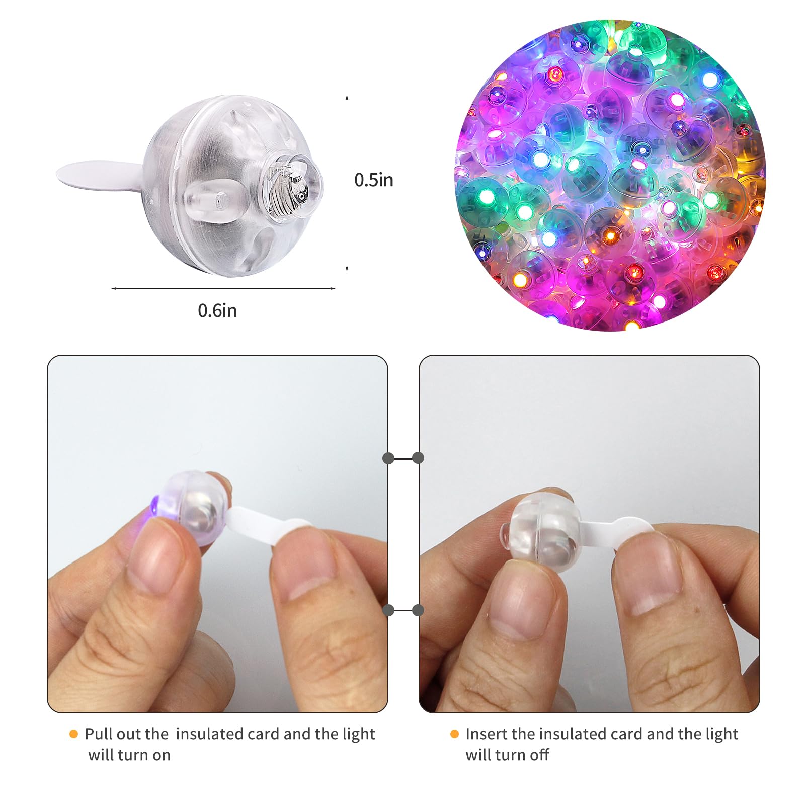 Aogist 100Pcs Balloon Lights,Long Standby Time Waterproof Twinkle Mini Light,Battery Powered,Round Led Ball Lamp For Balloon Paper Lantern Party Wedding Christmas Halloween Decorative,10 Colors Flash