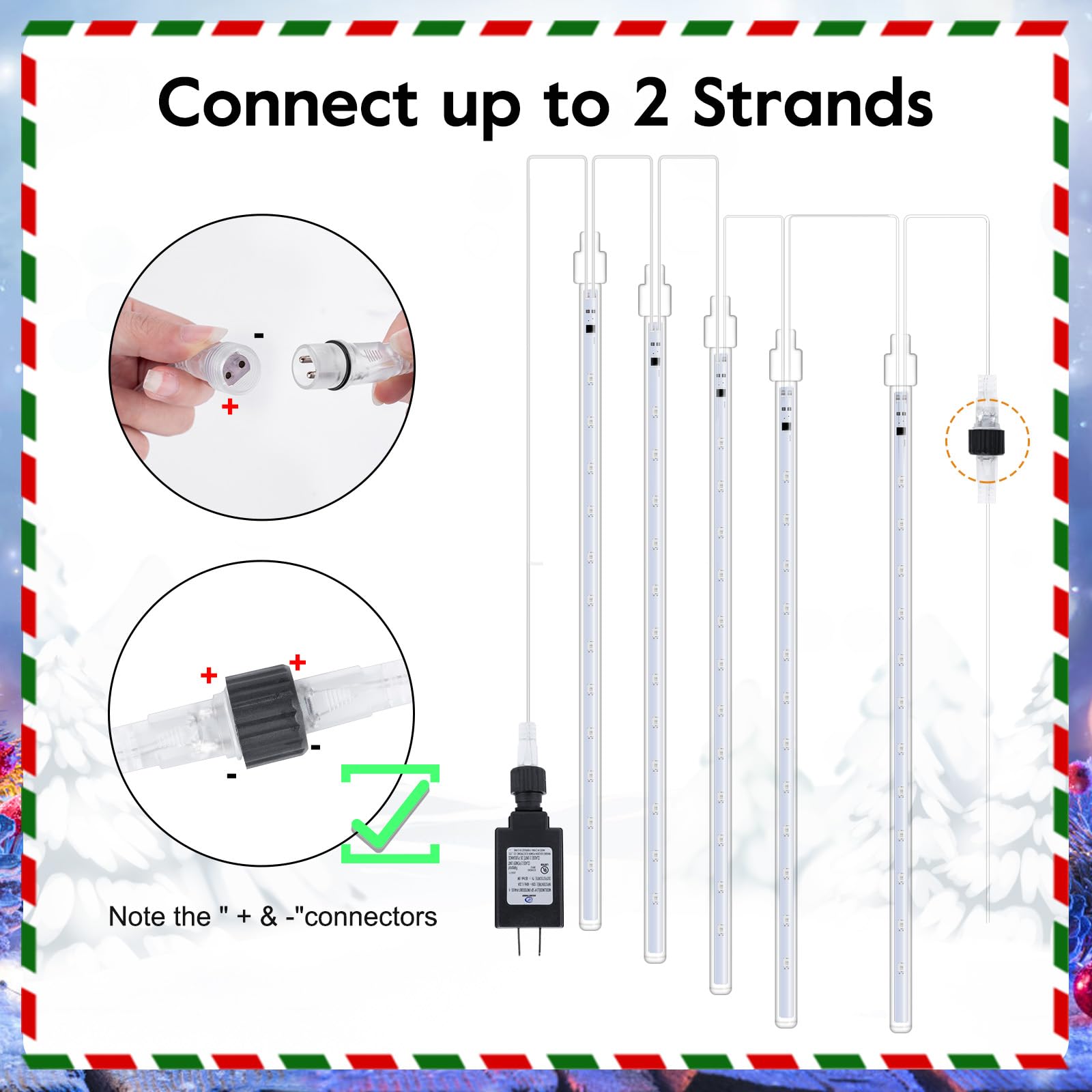 Minetom Meteor Shower Lights, 720 LED, Waterproof Icicle Lights, 16 Inch, Warm White