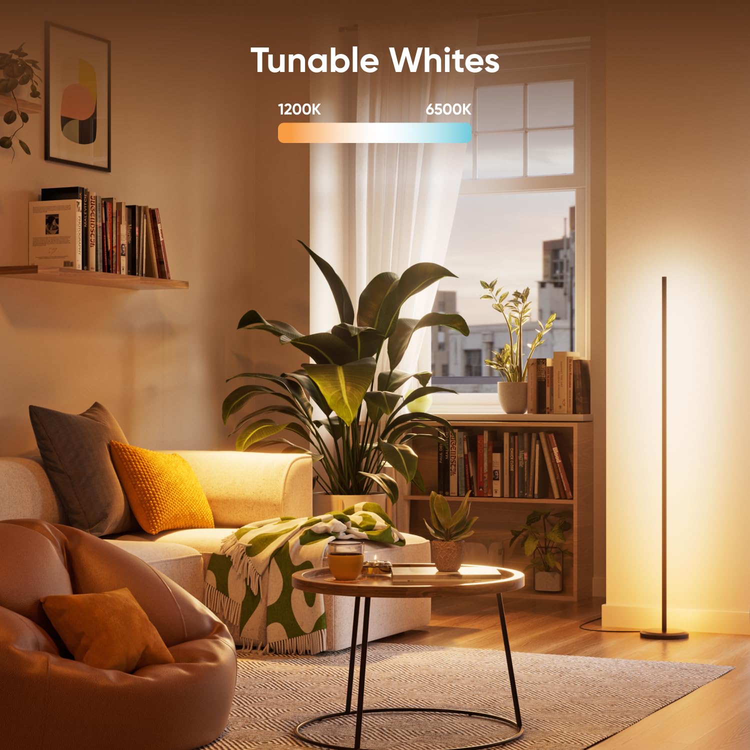 Nanoleaf Smart Floor Lamp - LED Corner Lamp, 16 Million Colors, Black, Model N7204K03-1FL, Voice Control, Music Sync, 1700lm