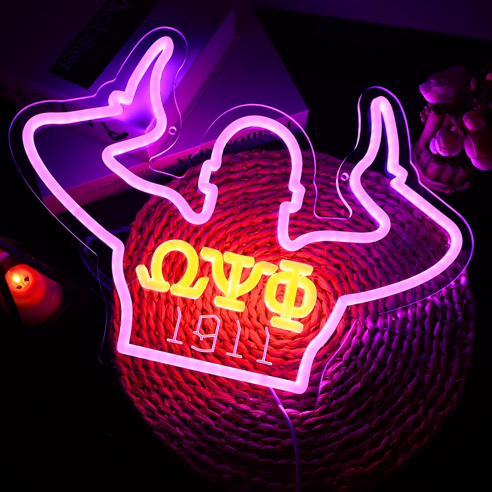 O?F Neon Signs Omga Fraternity Neon Psi Phi Lights For Wall Decor 1911 Psi Phi Purple Sorority Led Sign For Birthday Gfits  Party Decor  Usb Power Sorority Signs Gifts