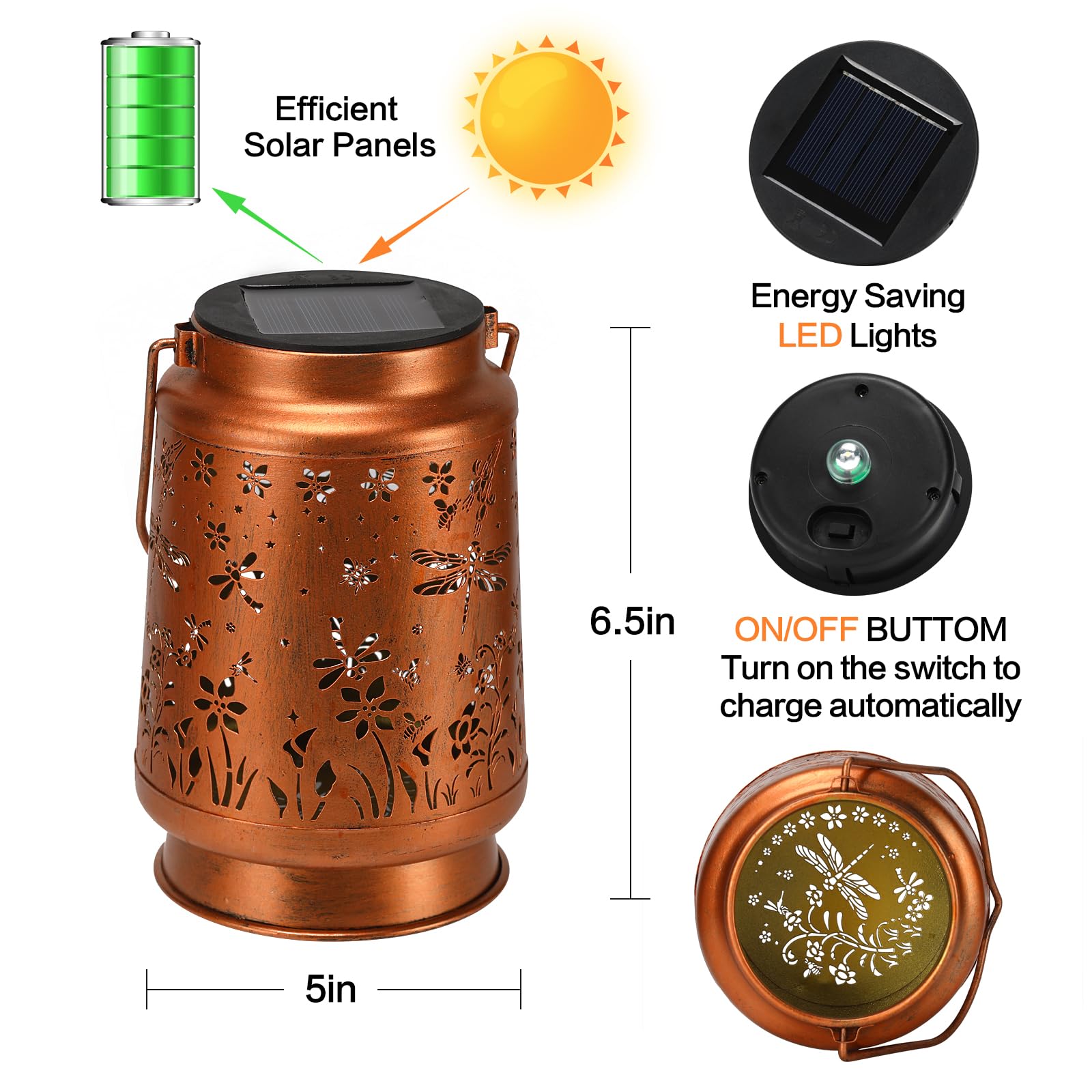 Dragonfly Solar Lanterns Outdoor Waterproof Garden Decor, Metal Led Garden Light,For Yard, Patio, Lawn, Tabletop, Pathway, Lands