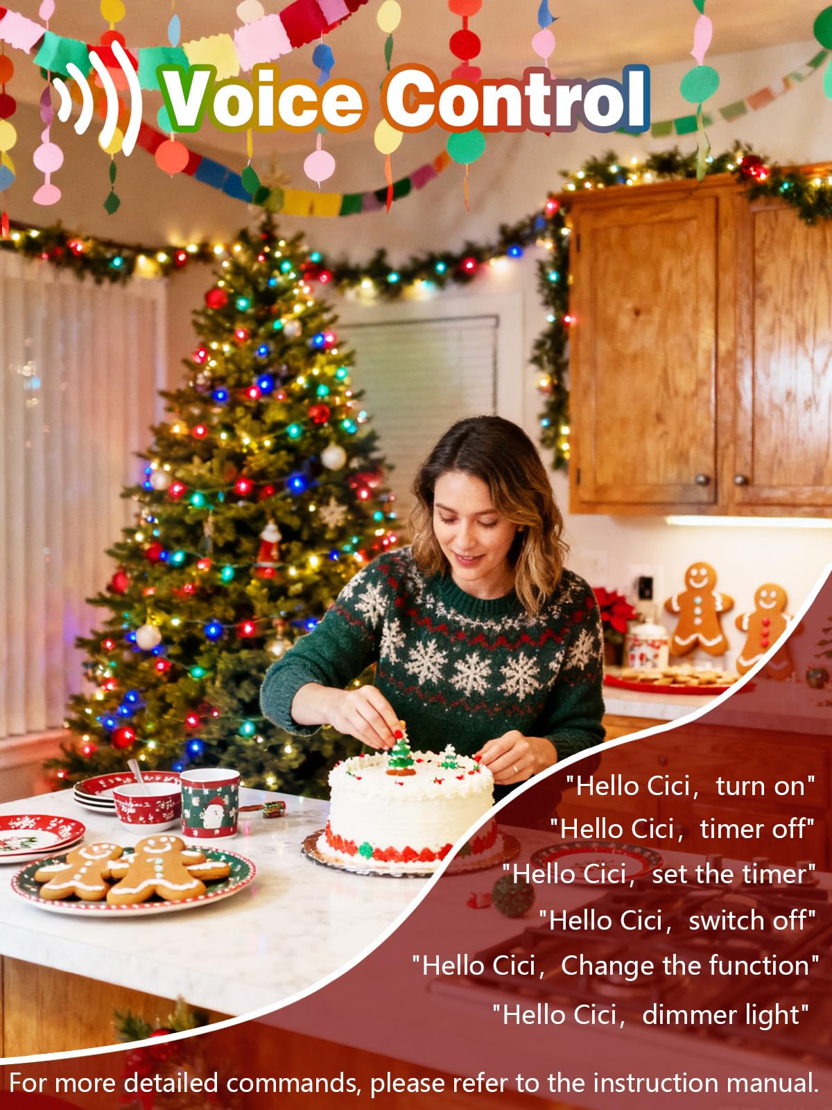 Voice Controlled Christmas Lights  99 Ft 300 Led String Lights  Indoor Outdoor With Remote  12 Modes 3 Timers  Dimmable Waterproof Twinkle Lights For Xmas Tree Party Decorations  Multicolor