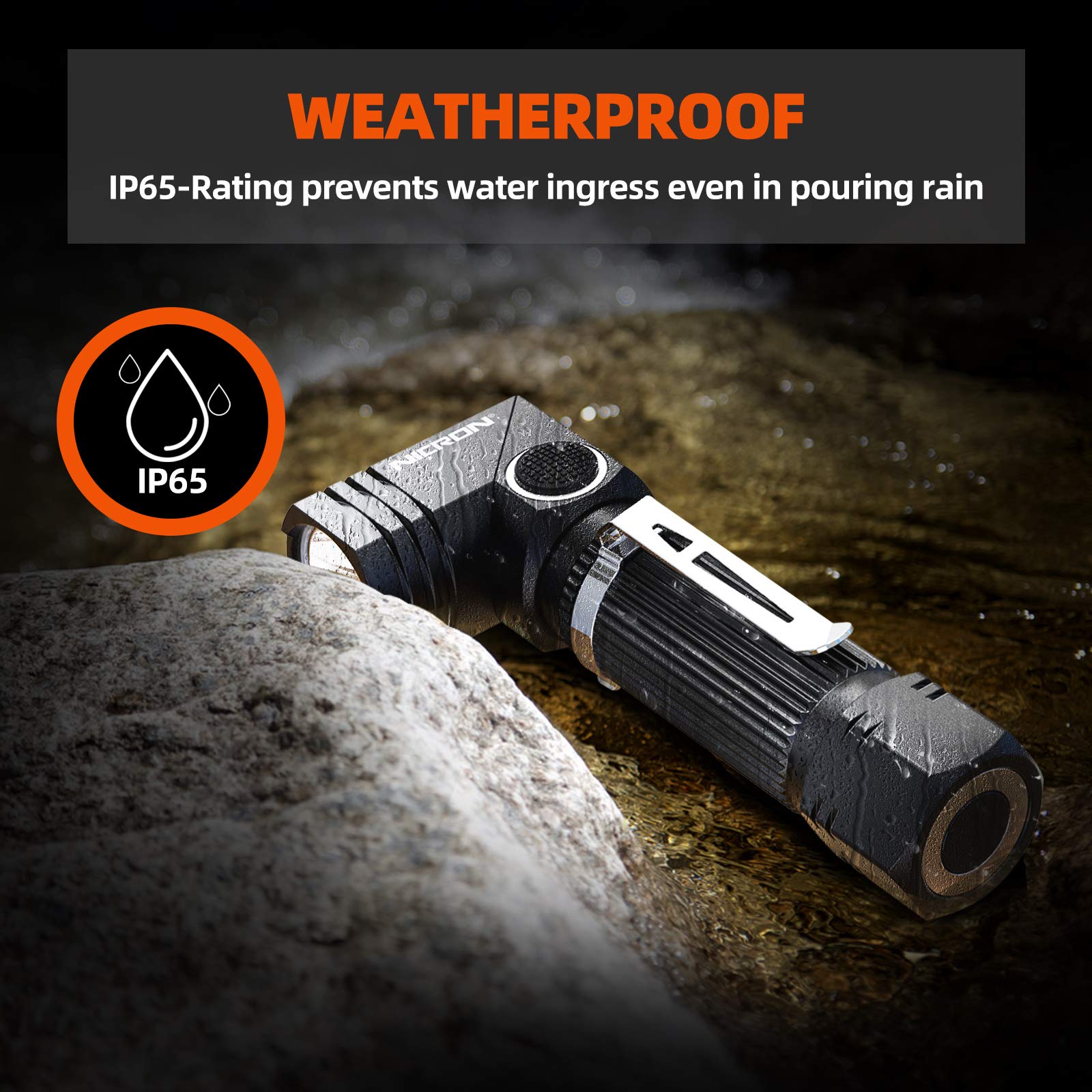 NICRON N7 Tactical Flashlight - 600 Lumens, 90° Waterproof, 4 Modes, Gray Metal, Ideal for Camping & Hiking (Batteries Not Included)