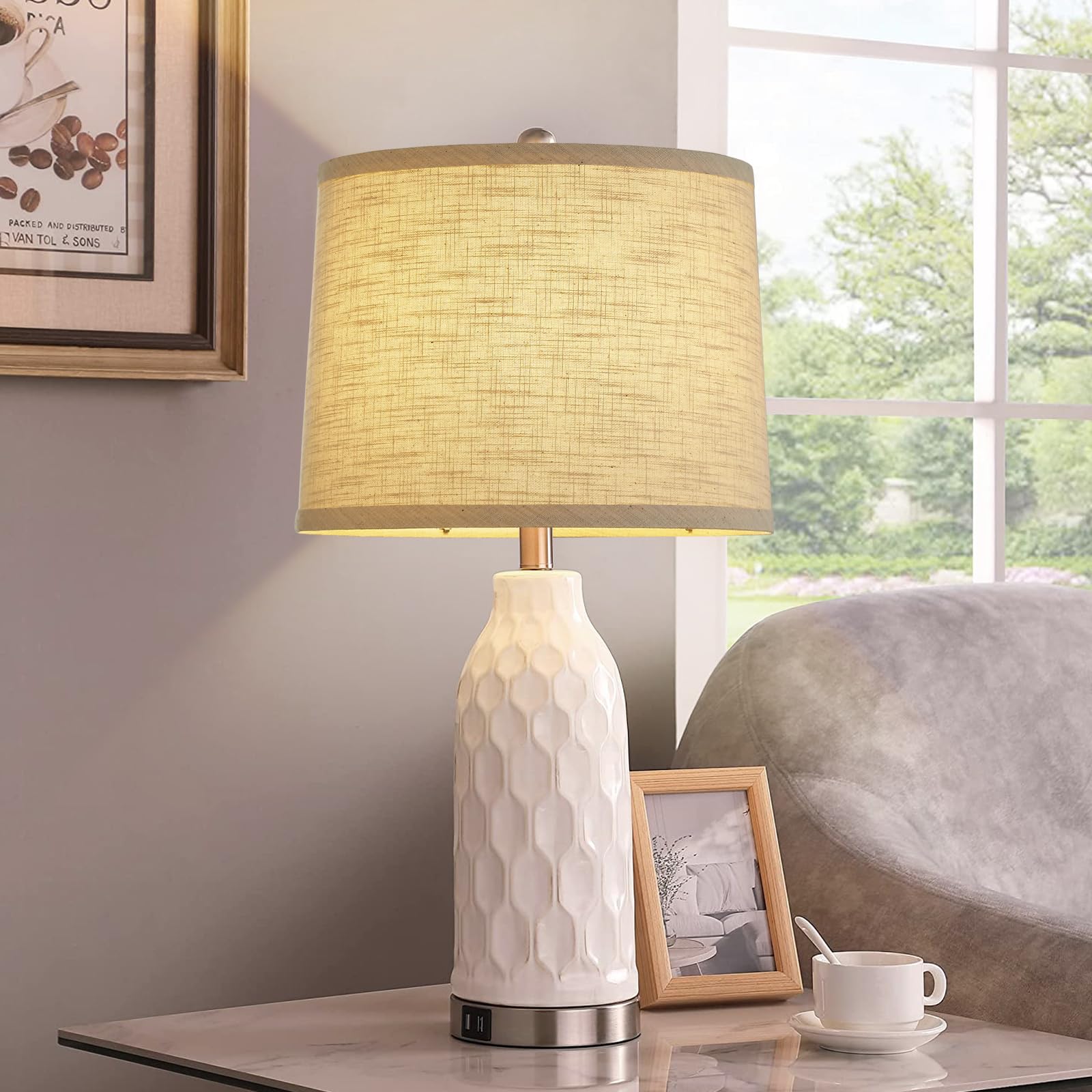 Set Of 2 Drum Lamp Shade 11.6'' Top X 12.6'' Bottom X 9.8'' High (Spider) Oatmeal Linen For Table Lamps & Floor Lamps Replacemen