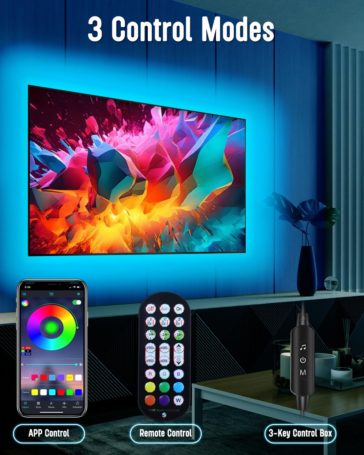 Led Lights For Led Tv Backlight, 9.8 Ft Led Lights For Tv 32-60 Inch Led Tv Light Behind Usb Rgb Color Changing Led Strip Lights