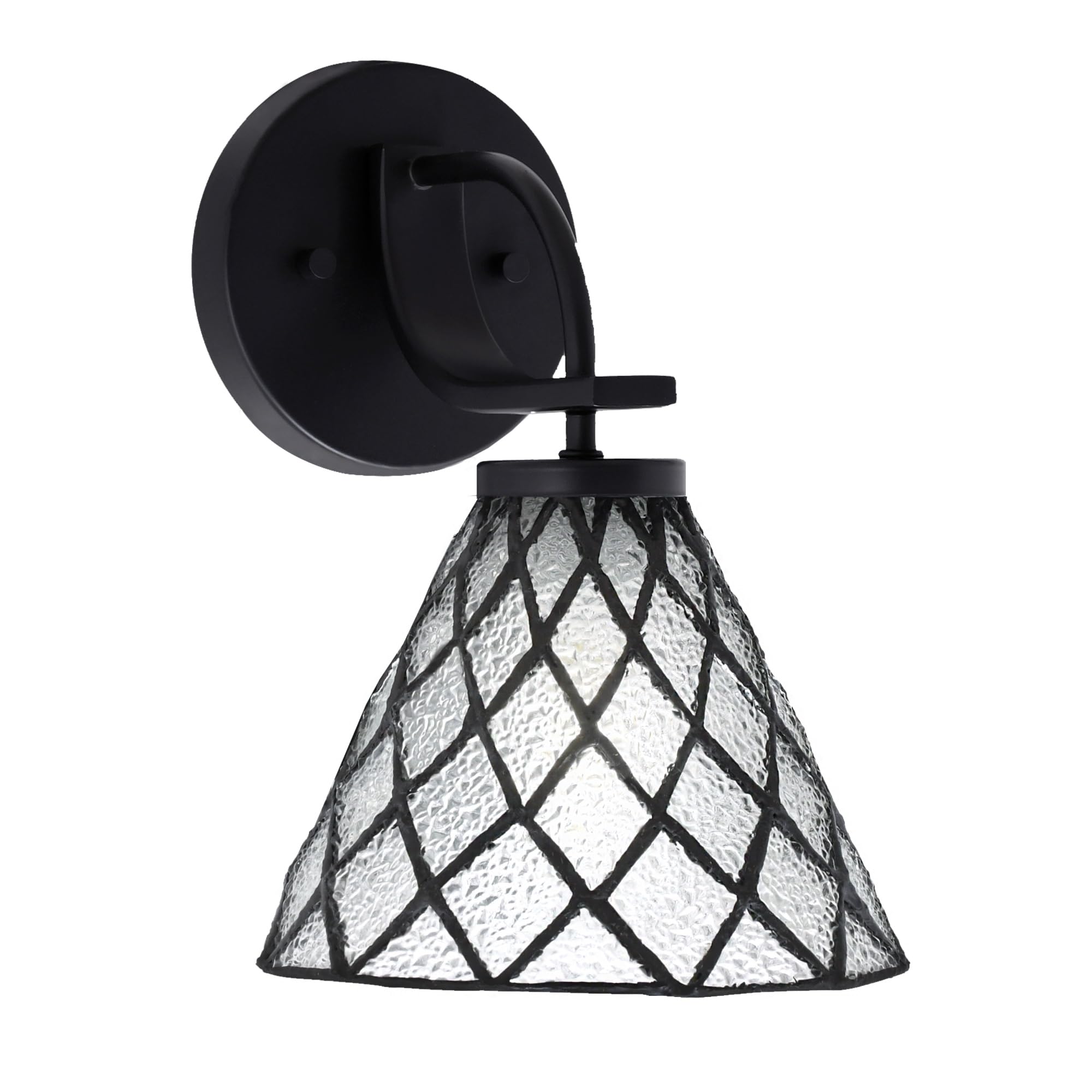 Cavella 1 Light Wall Sconce Shown In Matte Black Finish With 7" Diamond Ice Art Glass