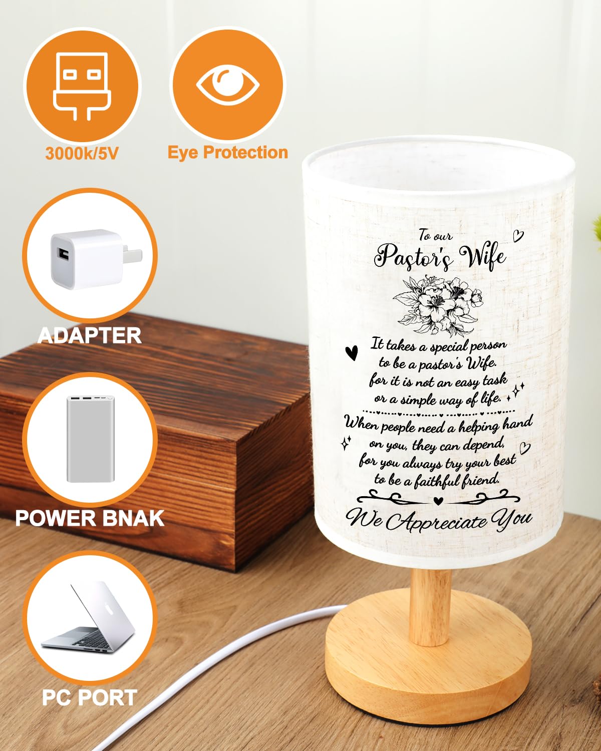 Souhoney Pastor S Wife Appreciation Gifts  Pastors Day Gifts For Pastor S Wife  Clergy Appreciation Gifts For Pastor Wife  Table Lamp With Appreciation Words