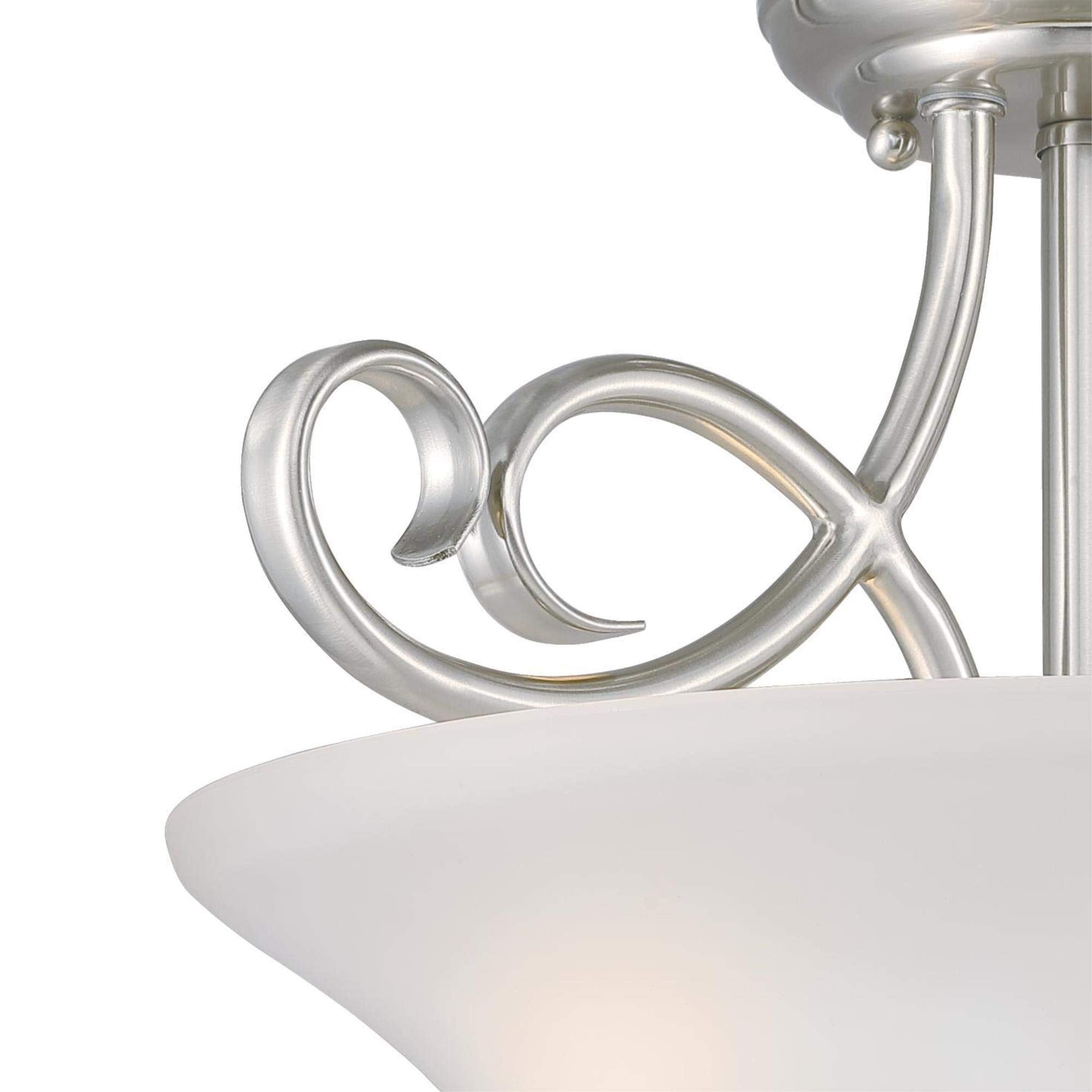 Westinghouse Dunmore Two-Light Semi-Flush Mount Ceiling Fixture 15-Inch Brushed Nickel Finish with Frosted Glass Model 6573800
