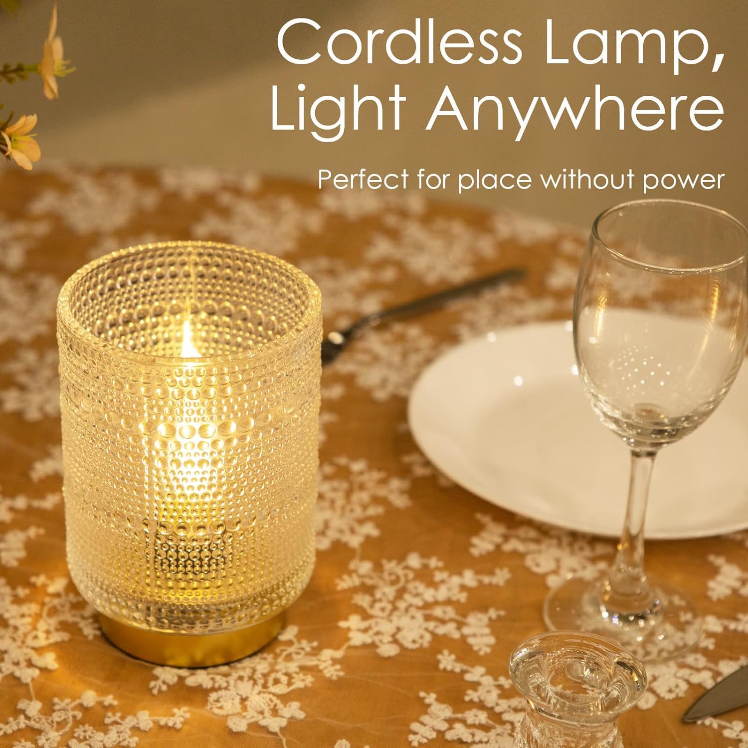 ULAROOM Battery Operated Lamp - Portable LED Table Lamp with Timer, Clear, Model JYTD23, Ideal for Bedside and Home Decor