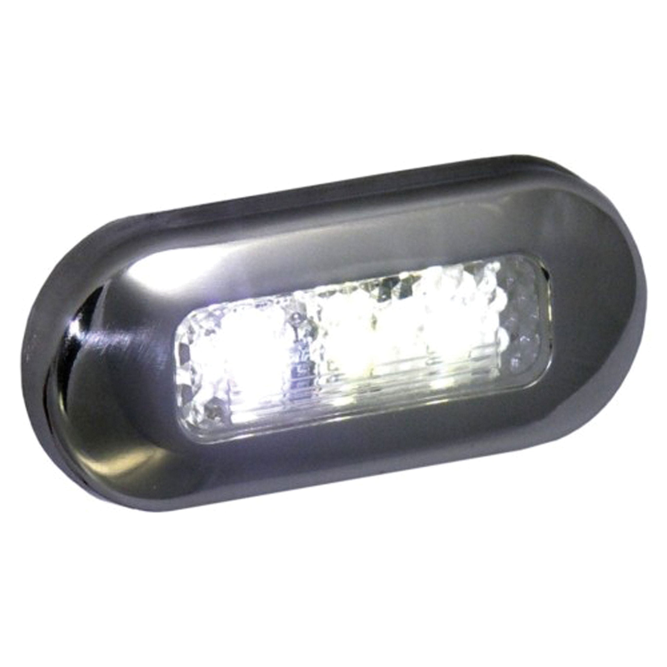 T-H Marine Premium Stainless Steel Led Oblong Courtesy Lights - Waterproof & Compact, Perfect For Boat, Rv, And Outdoor Use, Rgb & White Options, Easy Installation Surface Mount Lighting - White