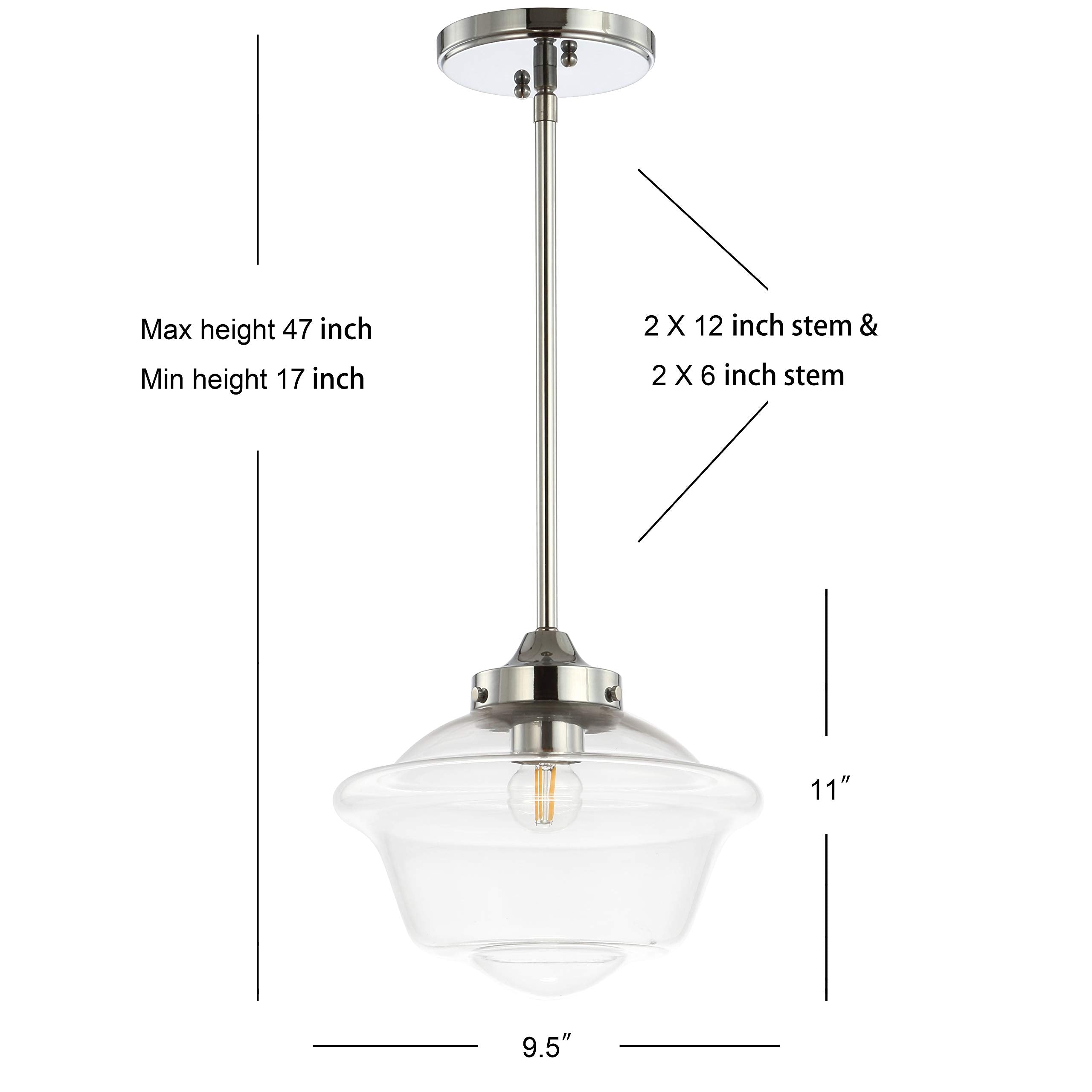 Jonathan Y Jyl3517B Kurtz 9.5'' Adjustable Drop Metal/Glass Led Pendant Contemporary Transitional Dimmable Dining Room Living Ro