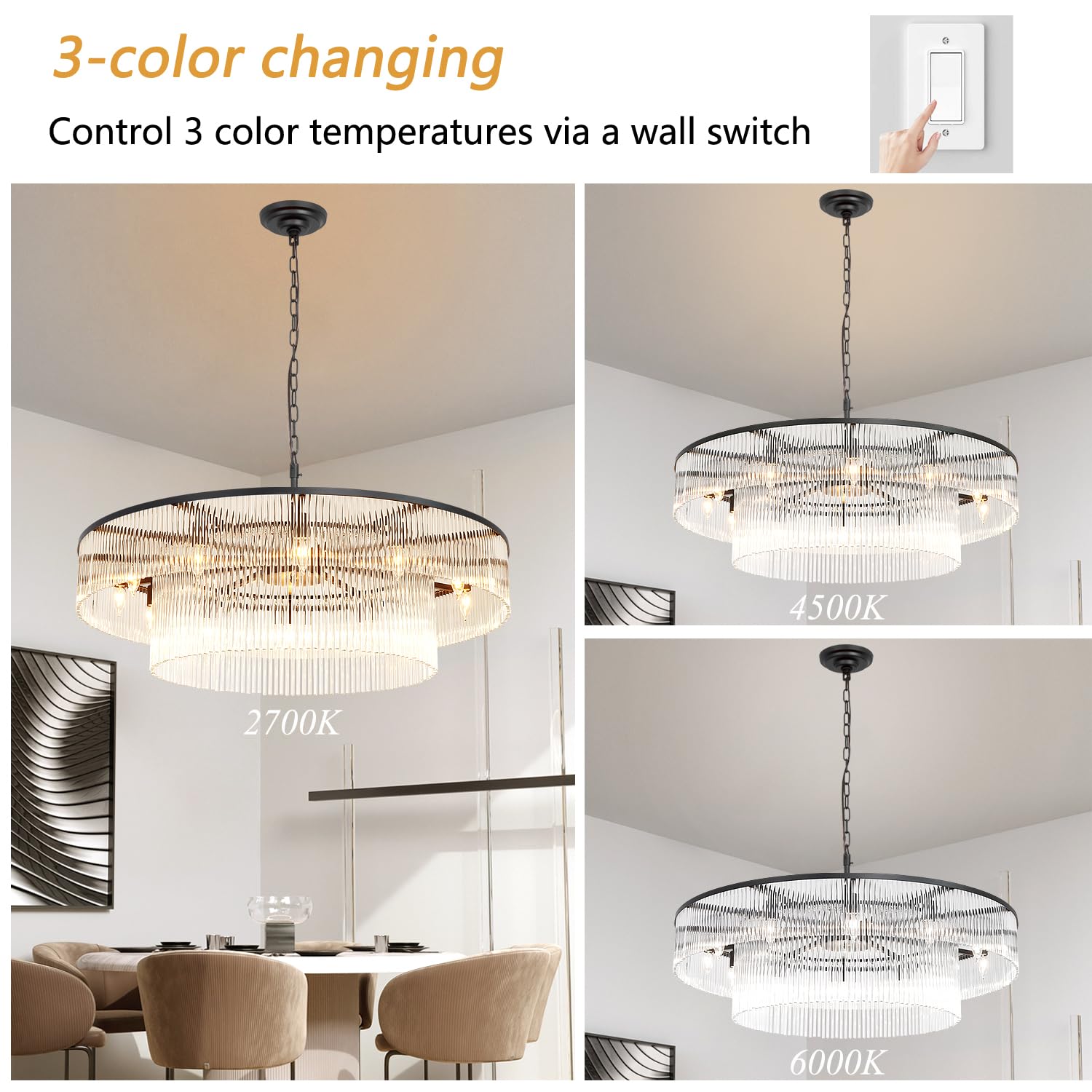 Akeelighting Large Modern Glass Chandelier Lighting Black Glass Chandeliers For High Ceiling Hall Living Room Stairs 12 Light Ha