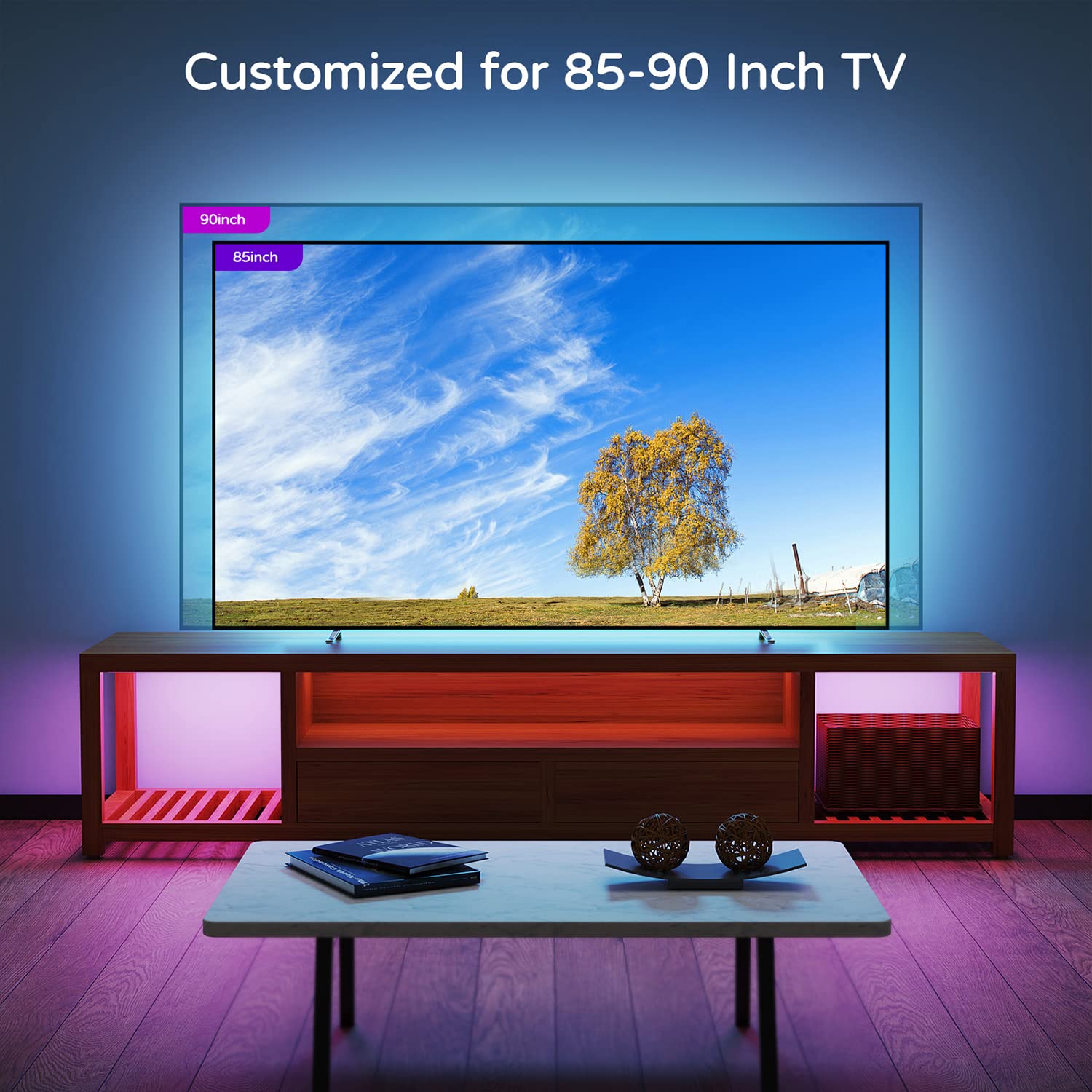 Hamlite Rgb Led Backlight For 85-95 Inch Tvs, Multicolor, Usb Powered, Easy-Bending Design For Home Theater & Gaming Decor