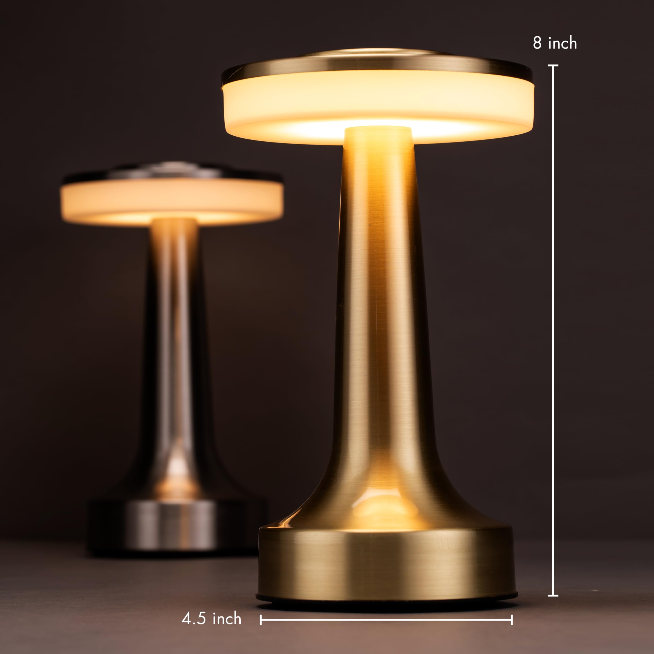 O'Bright Portable LED Table Lamp, Touch Sensor, 3 Levels Brightness, Rechargeable, Piano White, Model OB-TL01B