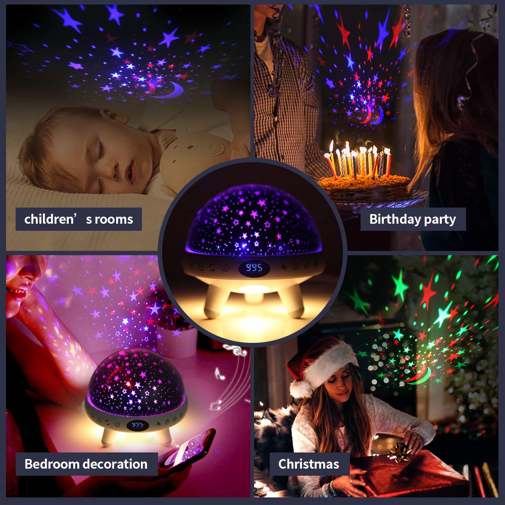 Yachance Baby Night Light Star Projector With Sound Machine, Pink, Model 008, 9 Natural Sounds & 20 Lullabies, Remote Control, Timer