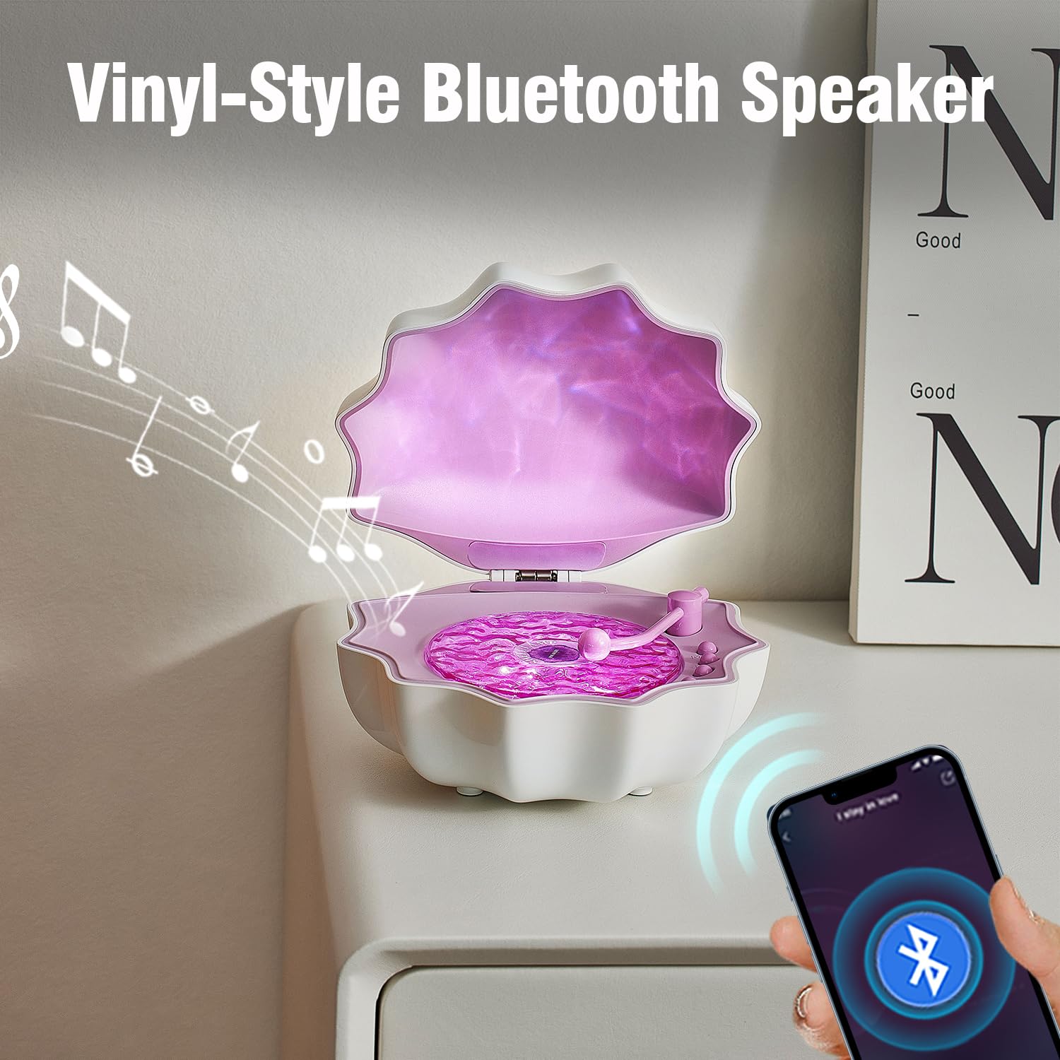 PILIPALASTAR Northern Lights Projector with Bluetooth Speaker, White Noise, Purple, Model Z6